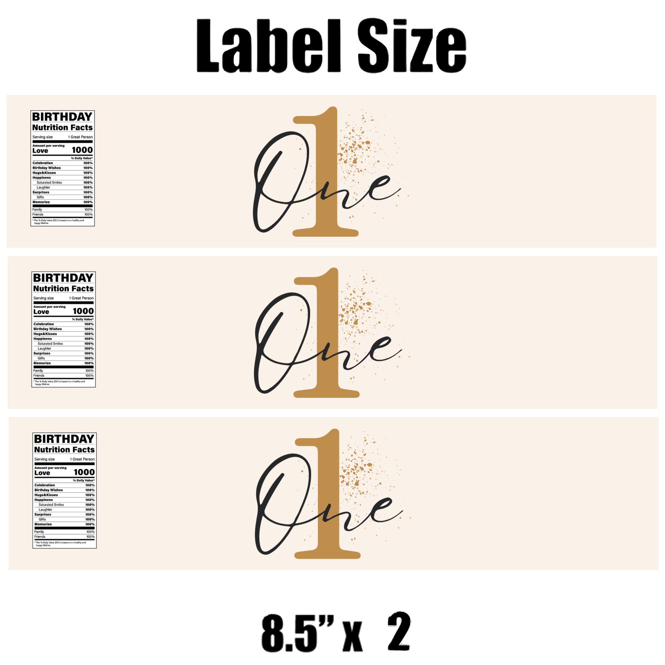 1st Birthday Water Bottle Labels | Set Of 12 | One Theme Party Favors |Custom Drink Wraps| Milestone Bottle Labels