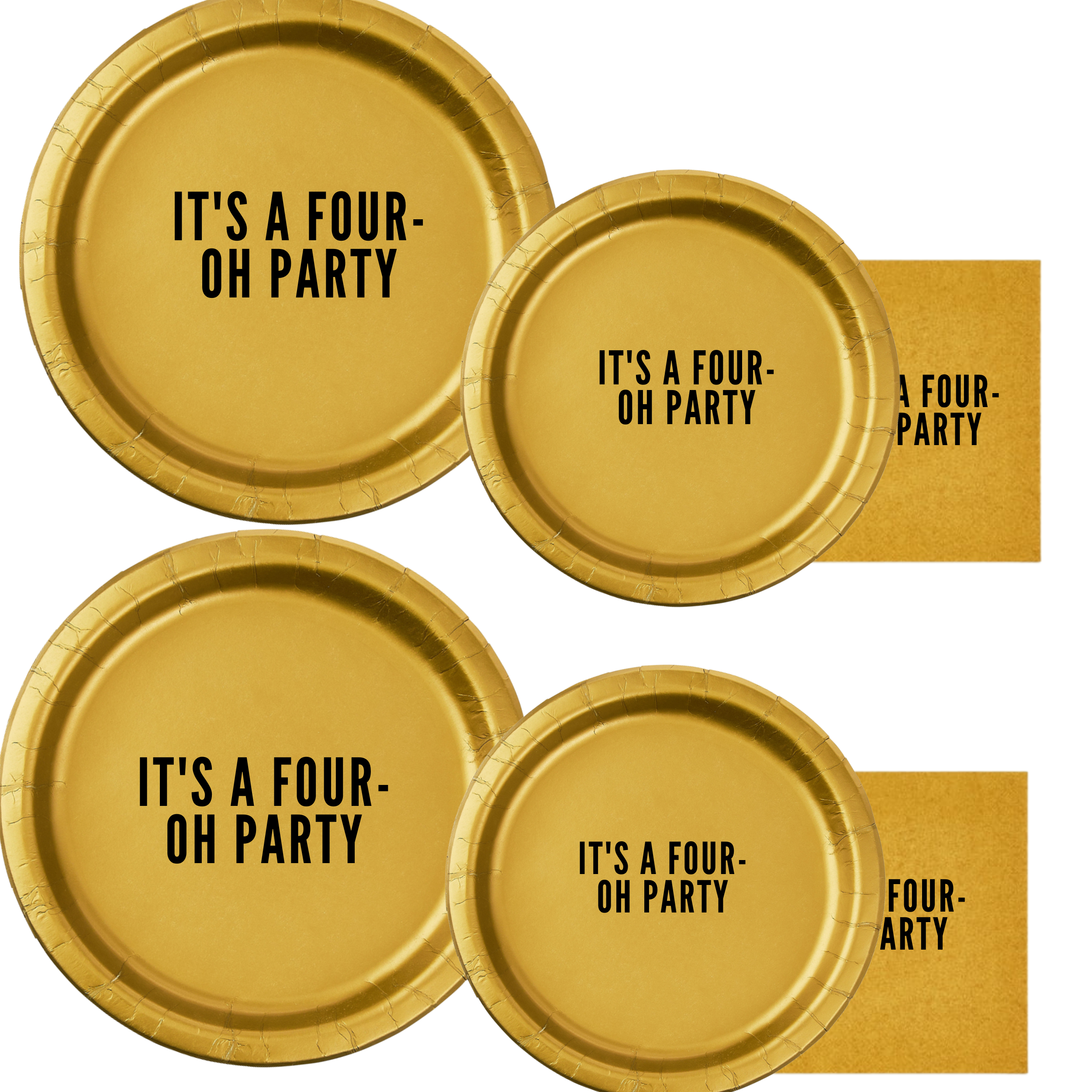 Its A Four-Oh Thing 40th Birthday Tableware Set | Gold 40th Birthday Plates & Napkins | Elegant Milestone Birthday Party Decor | 45-Piece