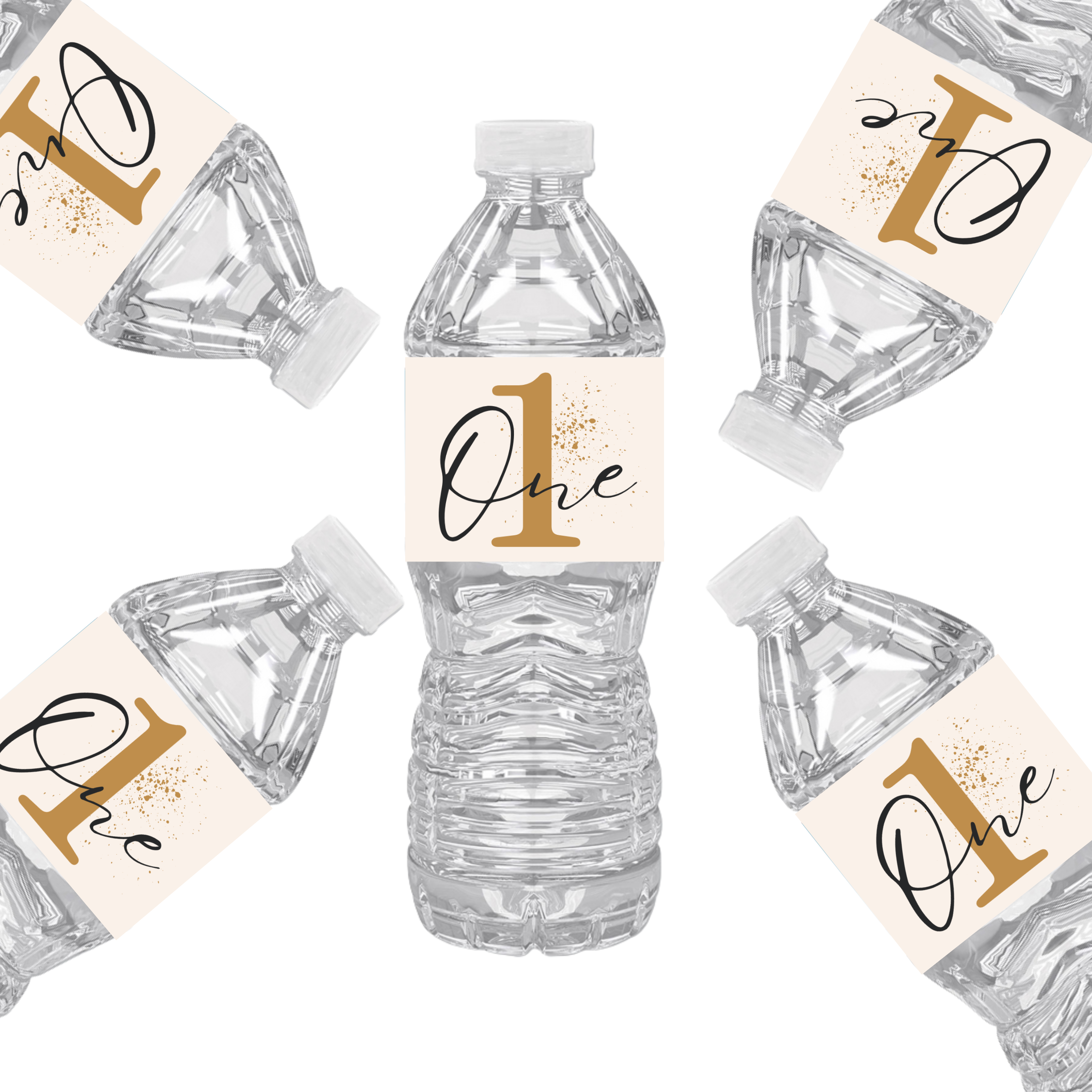 1st Birthday Water Bottle Labels | Set Of 12 | One Theme Party Favors |Custom Drink Wraps| Milestone Bottle Labels