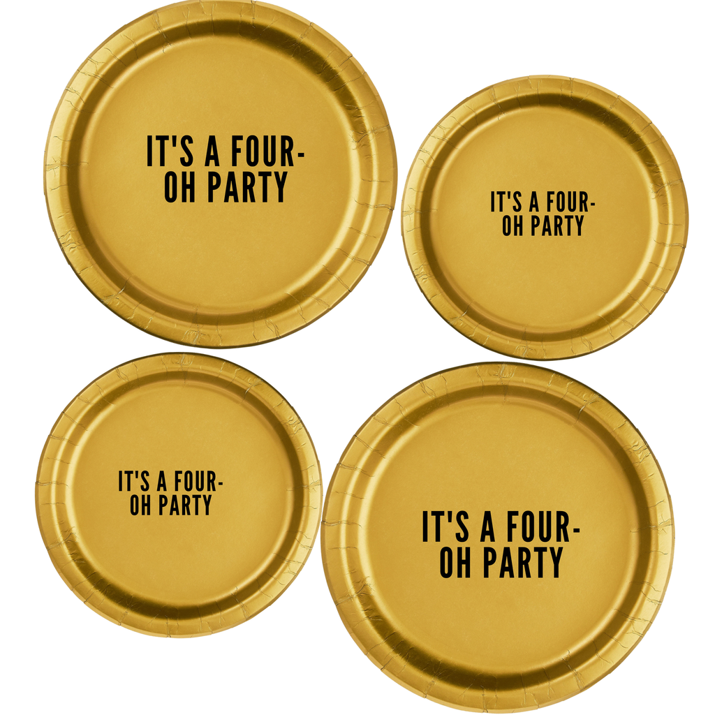 Its A Four-Oh Thing 40th Birthday Tableware Set | Gold 40th Birthday Plates & Napkins | Elegant Milestone Birthday Party Decor | 45-Piece