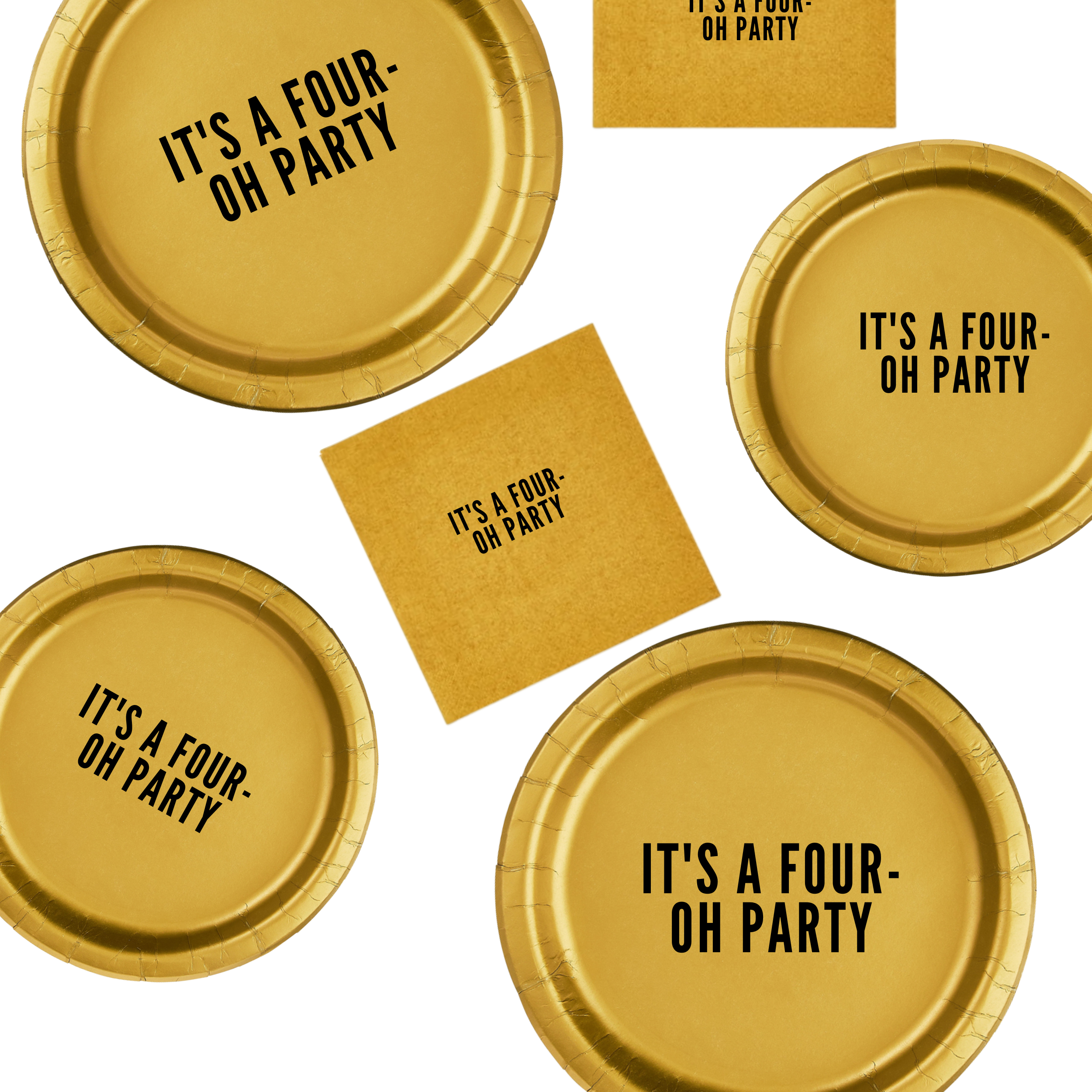 Its A Four-Oh Thing 40th Birthday Tableware Set | Gold 40th Birthday Plates & Napkins | Elegant Milestone Birthday Party Decor | 45-Piece