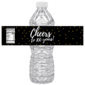 Cheers To 100 Years Birthday Party Water Bottle Labels | Milestone Celebration Decor | Birthday Drink Labels | Elegant Set of 12