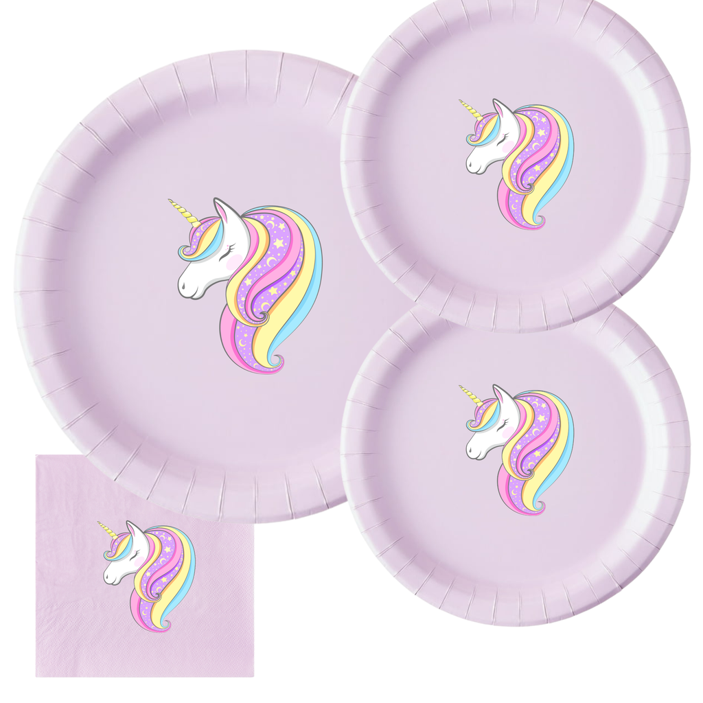 Unicorn Birthday Party | Disposable Plates Set | Magical Table Decor | Matching Paper Supplies | Fantasy Theme Bundle