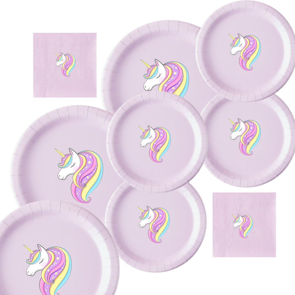Unicorn Birthday Party | Disposable Plates Set | Magical Table Decor | Matching Paper Supplies | Fantasy Theme Bundle