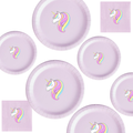 Unicorn Birthday Party | Disposable Plates Set | Magical Table Decor | Matching Paper Supplies | Fantasy Theme Bundle