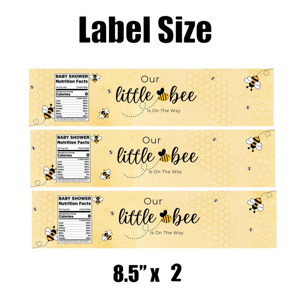 Our Little Bee Is On The Way Water Bottle Labels | Bumble Bee Baby Shower Theme | Honey and Bees Design | 12 PCS | Glossy