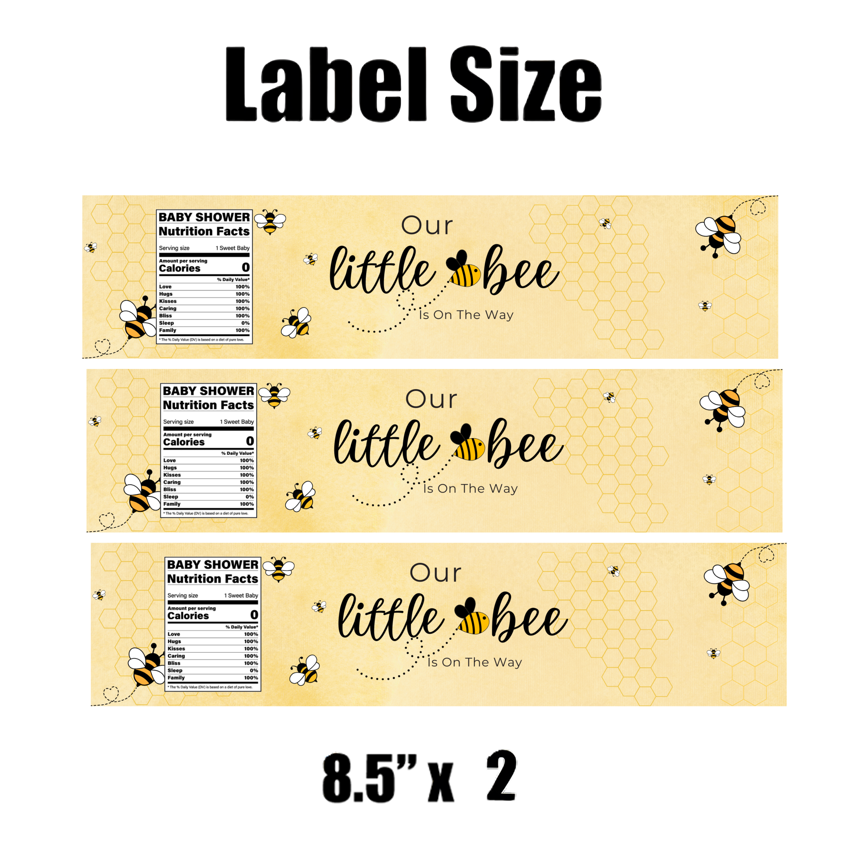 Our Little Bee Is On The Way Water Bottle Labels | Bumble Bee Baby Shower Theme | Honey and Bees Design | 12 PCS | Glossy