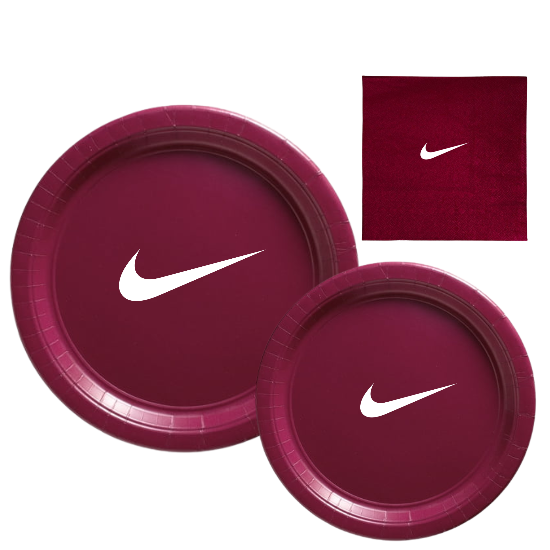 Custom Retro Party Tableware Set | Deep Red with White Design | 45PCS| Basketball Theme