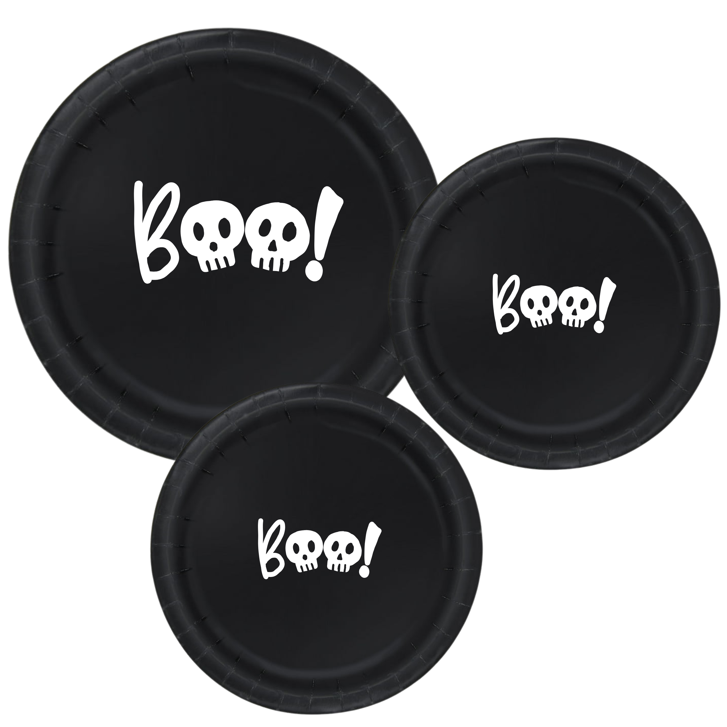 Boo Halloween Party Tableware Set |Skeleton Head Design | Dinner Plates Dessert Plates Cups & Napkins | 60 Piece