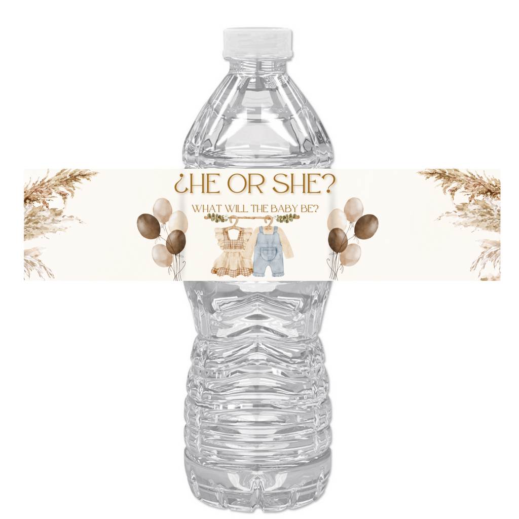 He or She What Will Our Baby Be| Water Bottle Labels |12pcs| Gender Reveal Party Theme | Baby Boy Girl Clothing | Glossy