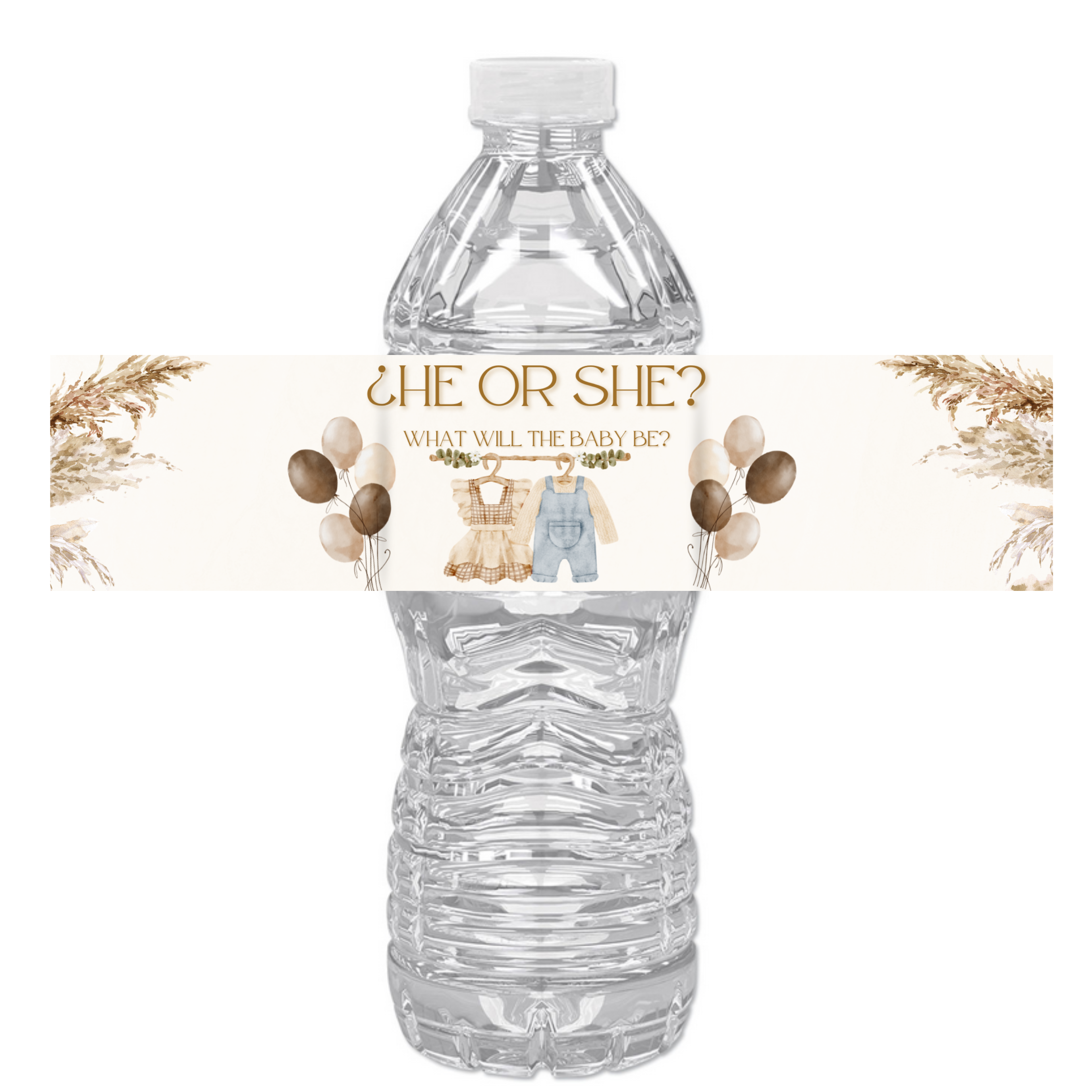 He or She What Will Our Baby Be| Water Bottle Labels |12pcs| Gender Reveal Party Theme | Baby Boy Girl Clothing | Glossy