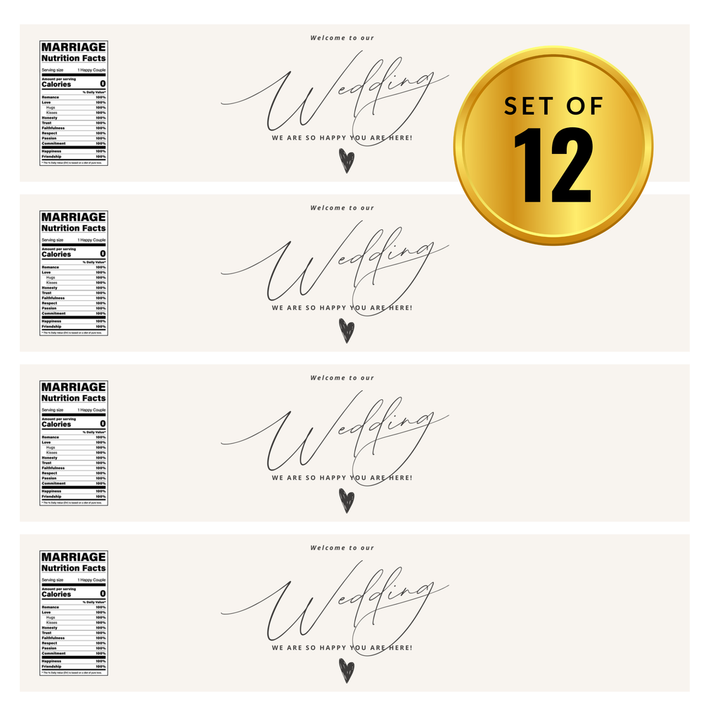 Welcome To Our Wedding Water Bottle Labels |Set of 12| Custom Drink Labels| Elegant| 8.5in