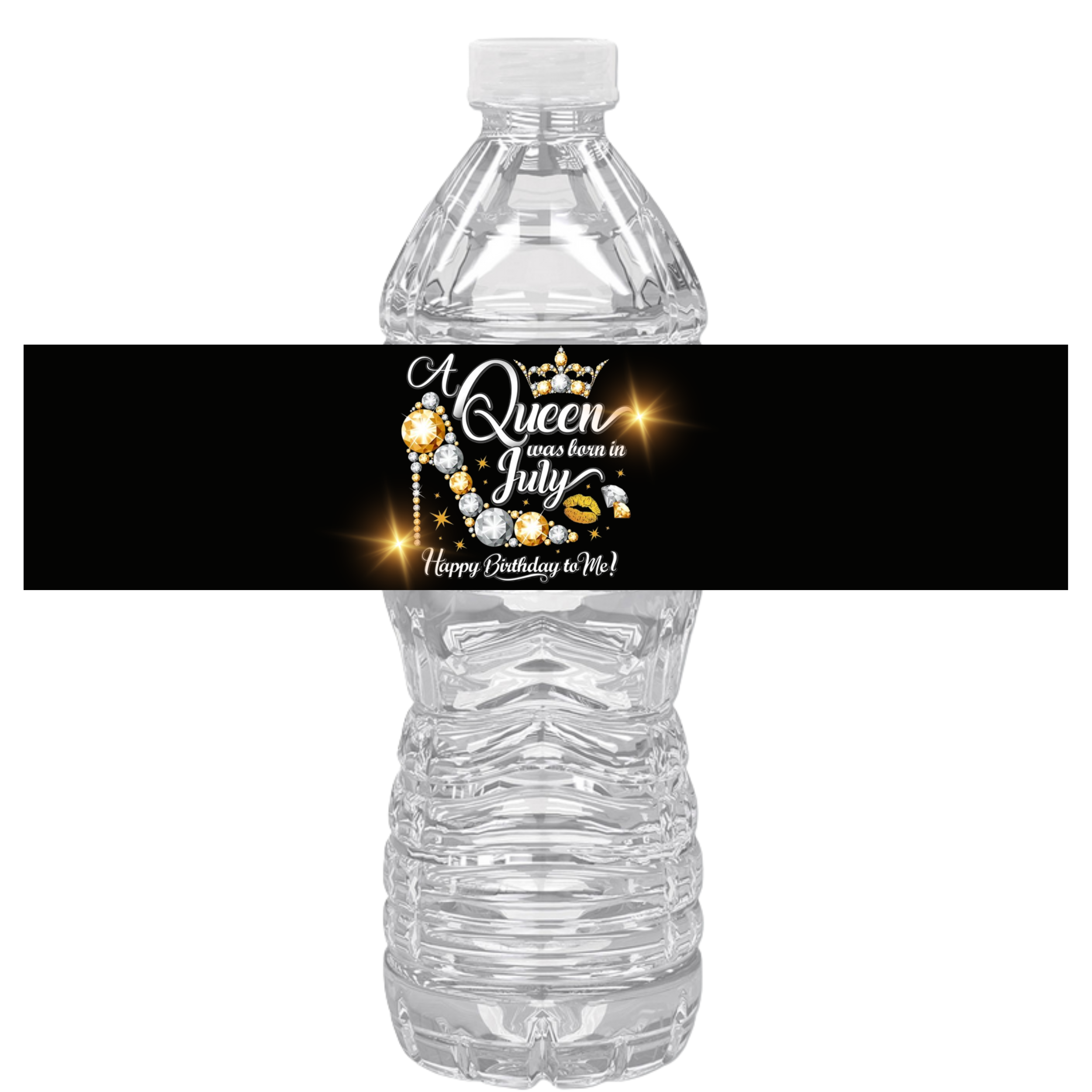 A Queen Was Born In July Happy Birthday To Me Water Bottle Labels | Set Of 12 | High Heel Theme | Birthday Party Drink Wraps