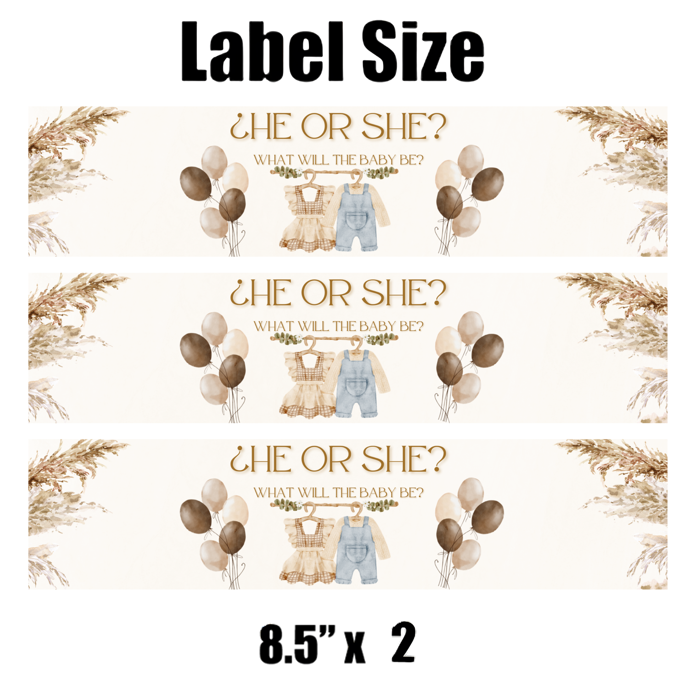 He or She What Will Our Baby Be| Water Bottle Labels |12pcs| Gender Reveal Party Theme | Baby Boy Girl Clothing | Glossy