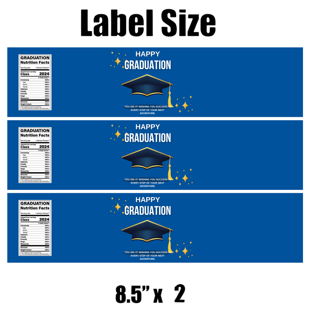 Graduation Water Bottle Labels| Set of 12|Happy Graduation| Custom Drink Labels|Bottle Wraps