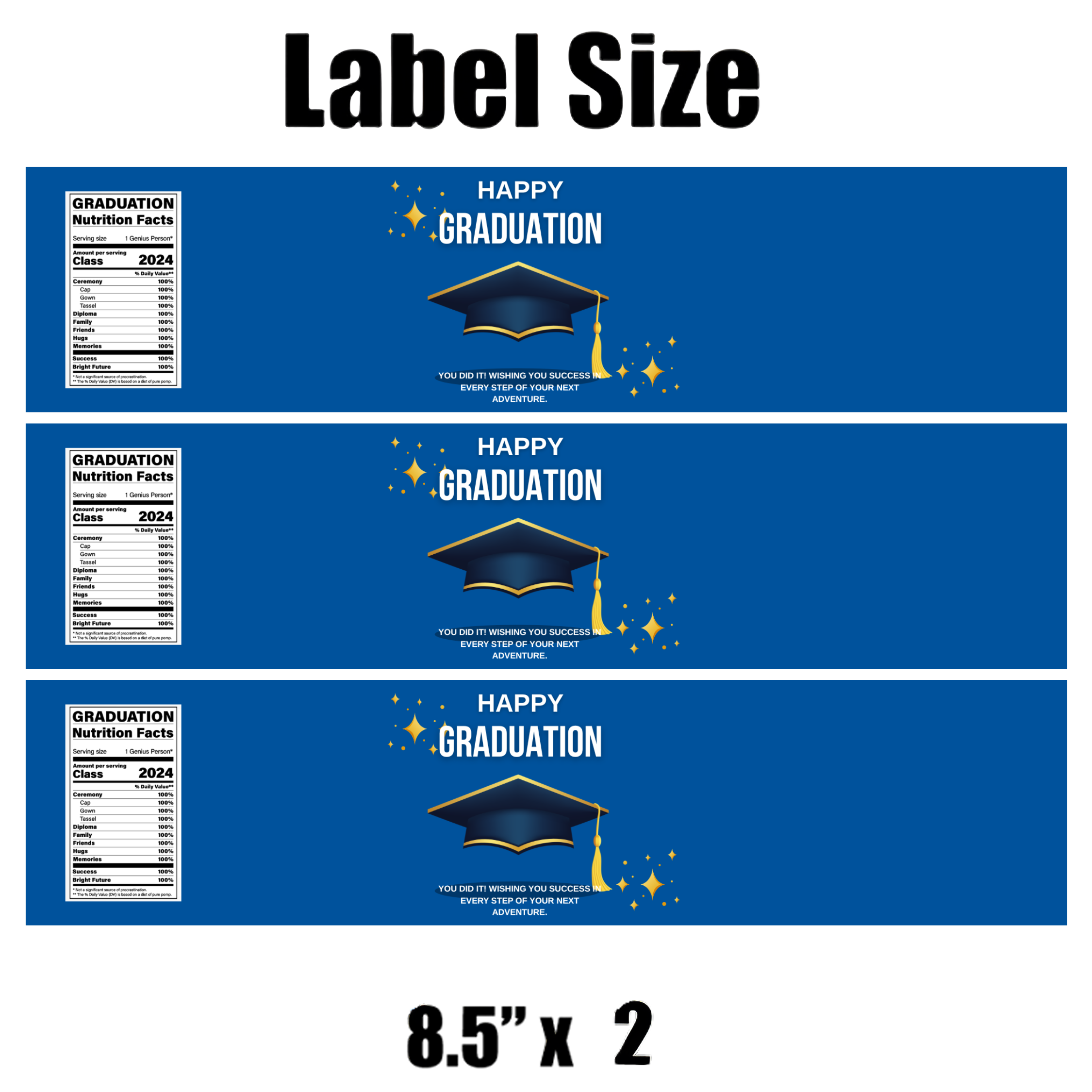 Graduation Water Bottle Labels| Set of 12|Happy Graduation| Custom Drink Labels|Bottle Wraps