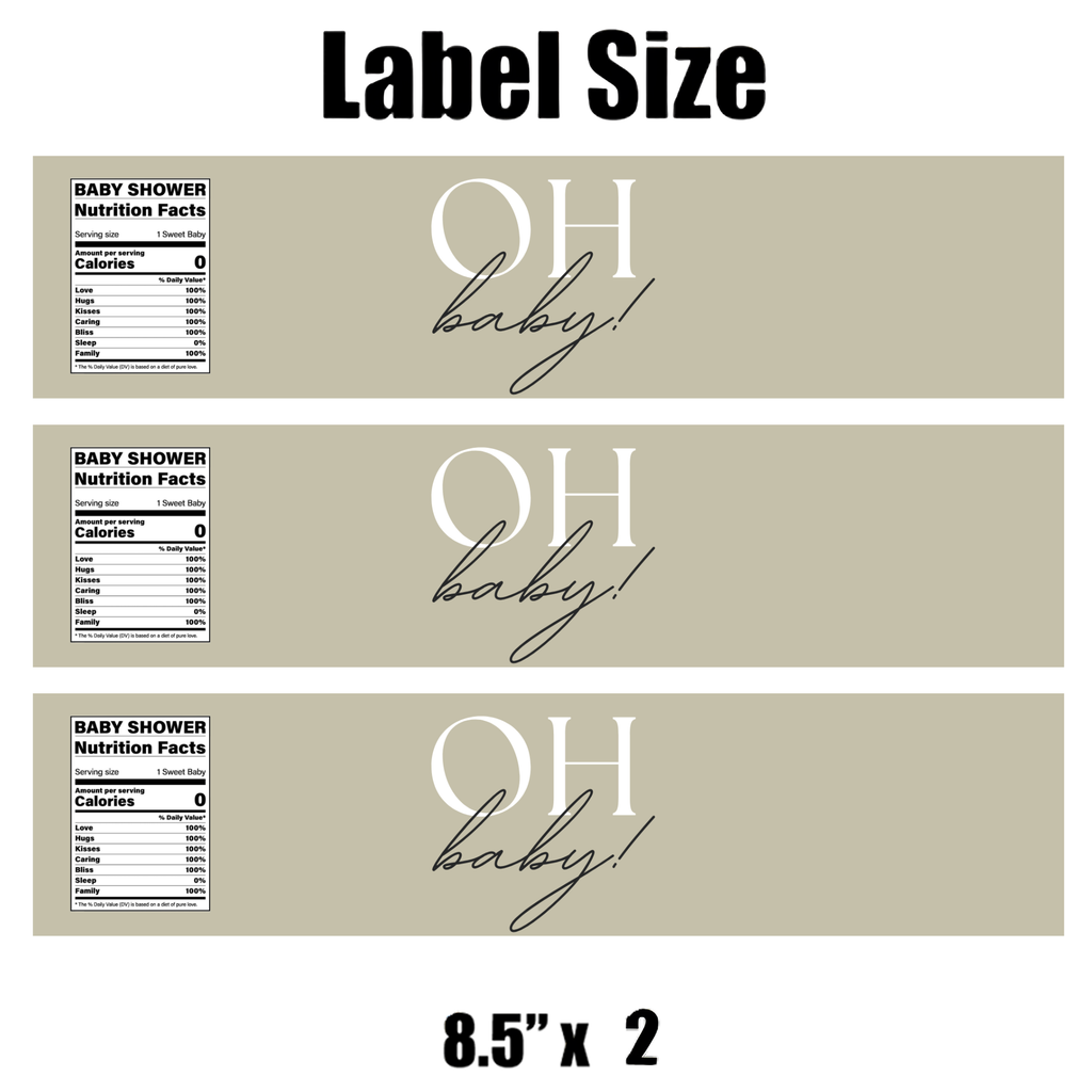 Oh Baby | Water Bottle Labels | Baby Shower Decor | Custom Party Supplies | Baby Celebration Favors | Drink Label Stickers