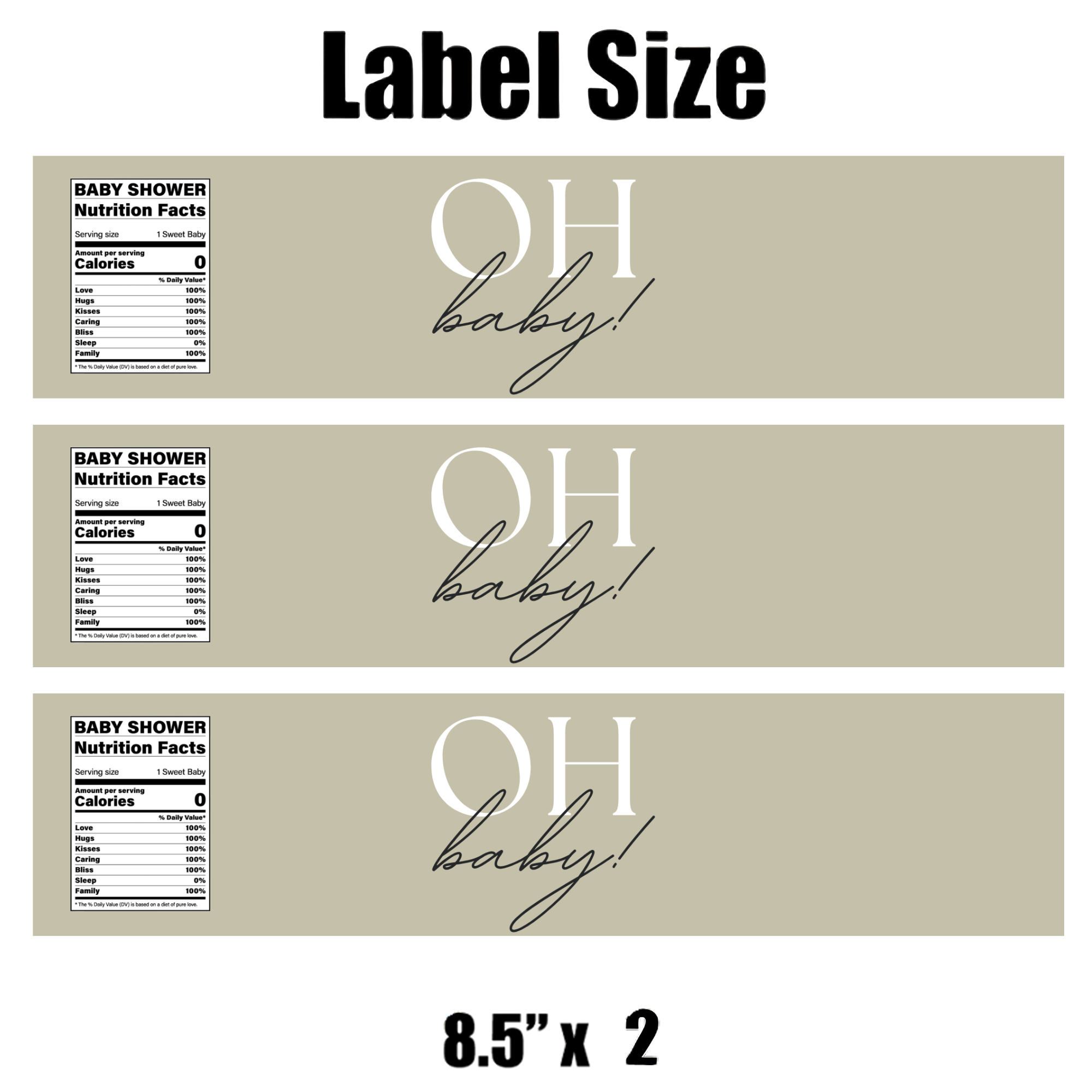 Oh Baby | Water Bottle Labels | Baby Shower Decor | Custom Party Supplies | Baby Celebration Favors | Drink Label Stickers