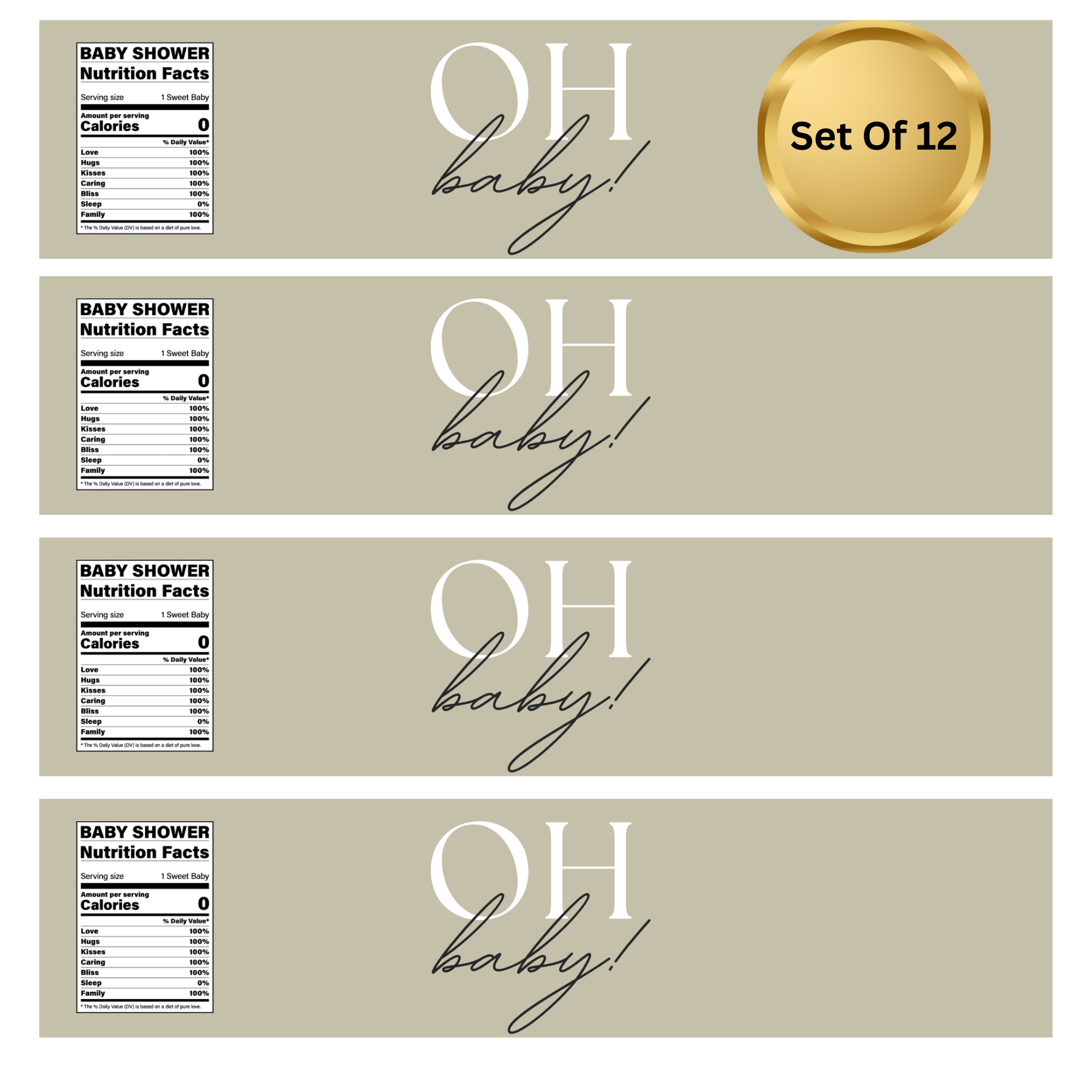 Oh Baby | Water Bottle Labels | Baby Shower Decor | Custom Party Supplies | Baby Celebration Favors | Drink Label Stickers