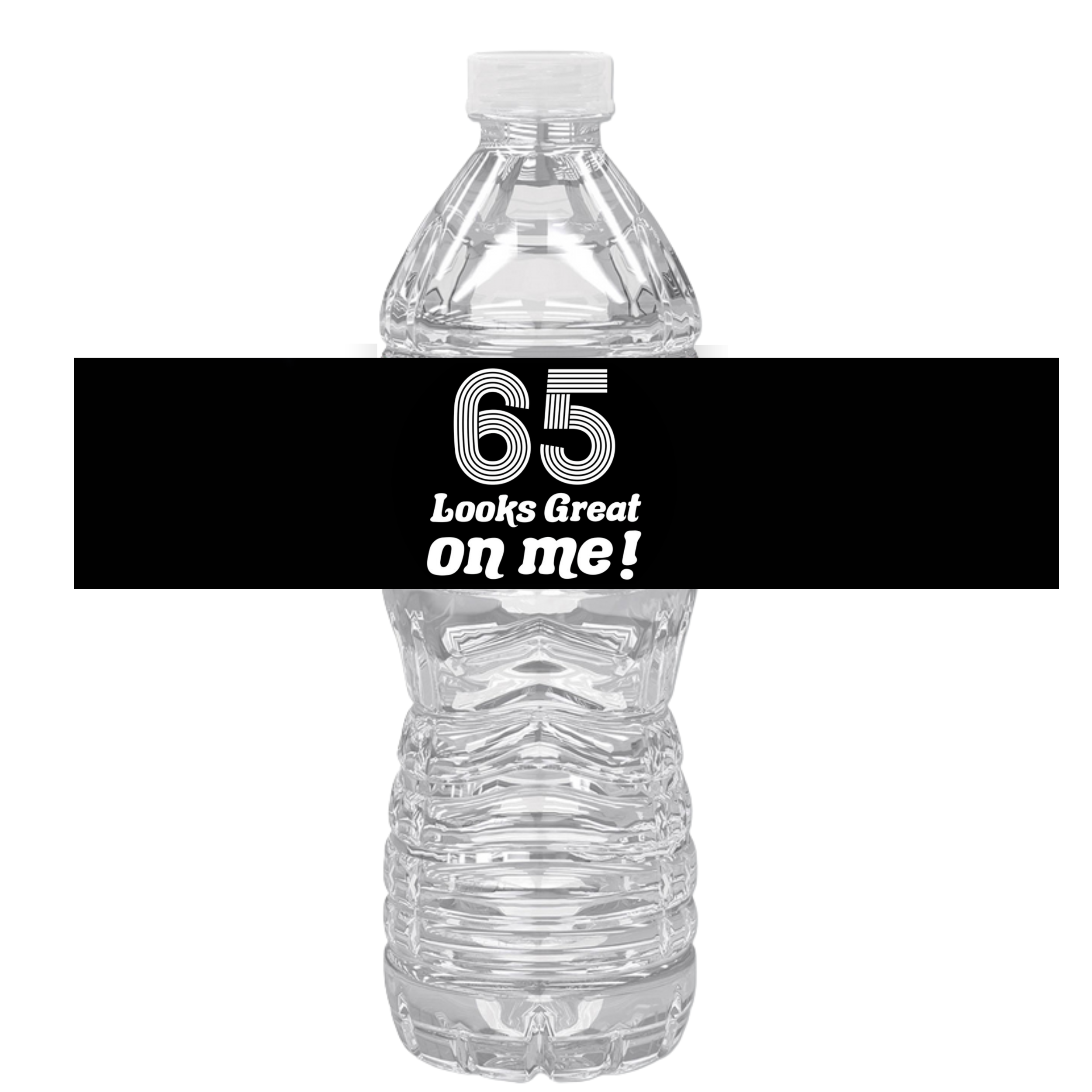 65 Looks Good On Me Birthday Water Bottle Labels | Set Of 12| Milestone Party Decor |Stylish Celebration Drink Wraps