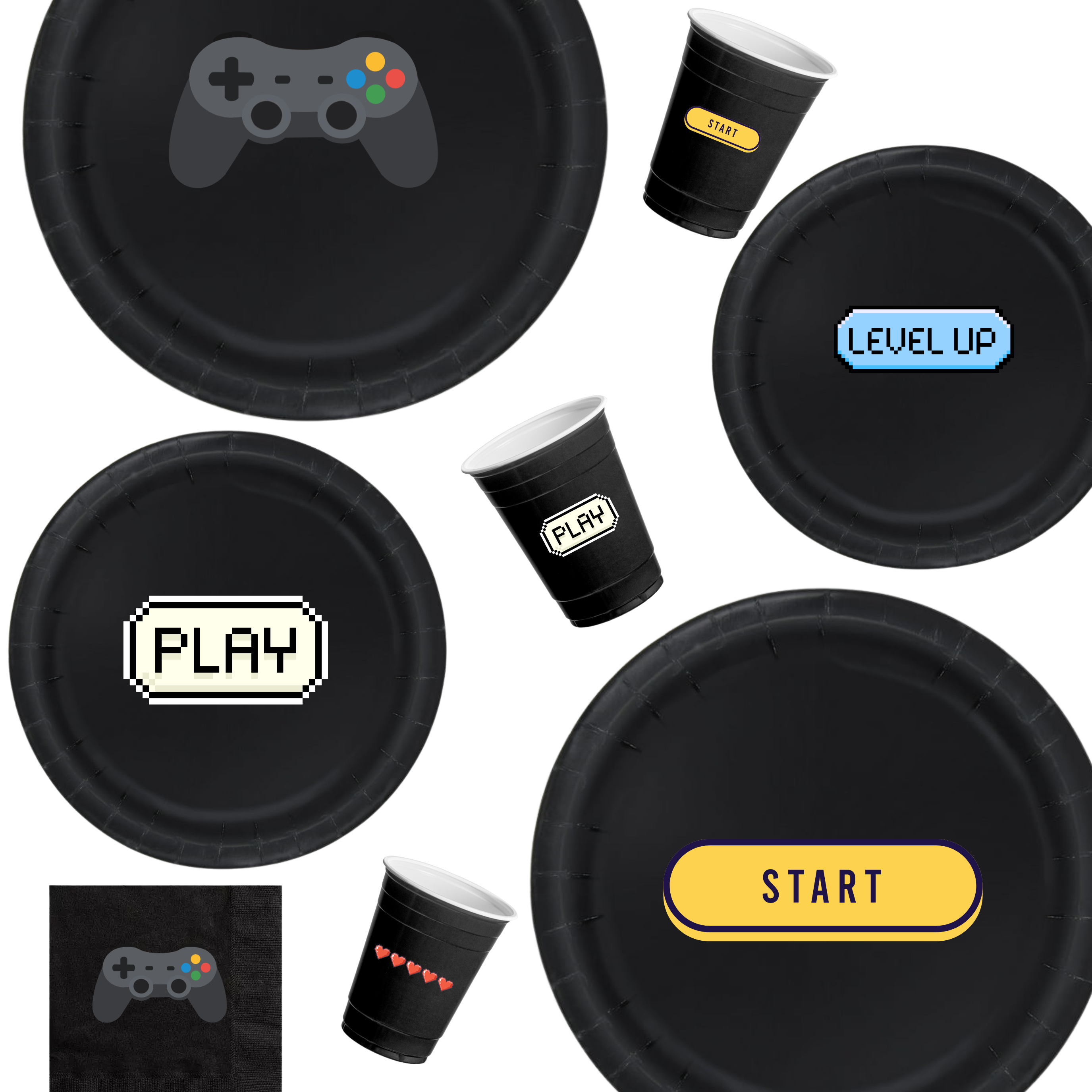 Gamer Birthday Party | Disposable Plates Set | Gaming Theme Decor | Matching Paper Supplies | Video Game Bundle