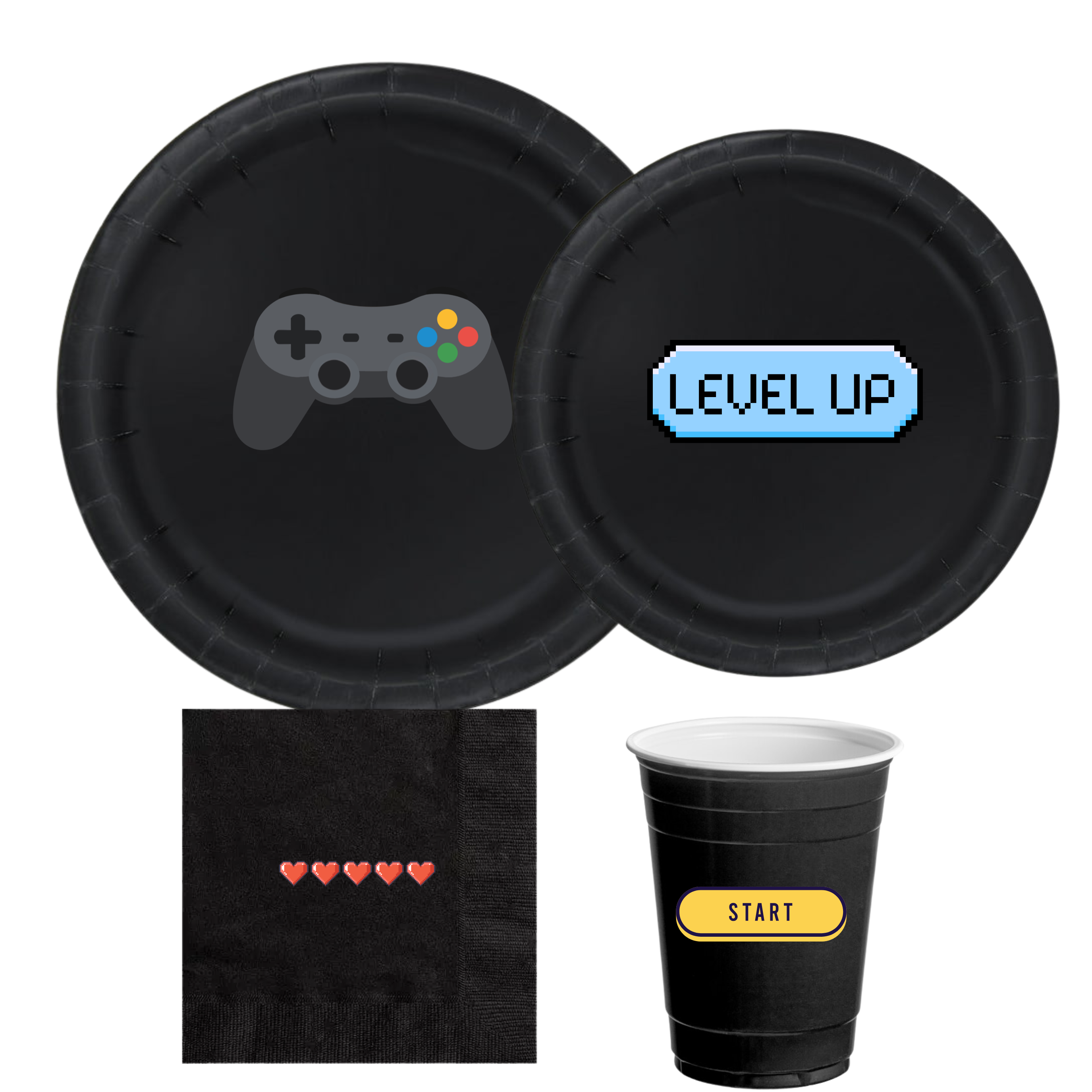Gamer Birthday Party | Disposable Plates Set | Gaming Theme Decor | Matching Paper Supplies | Video Game Bundle