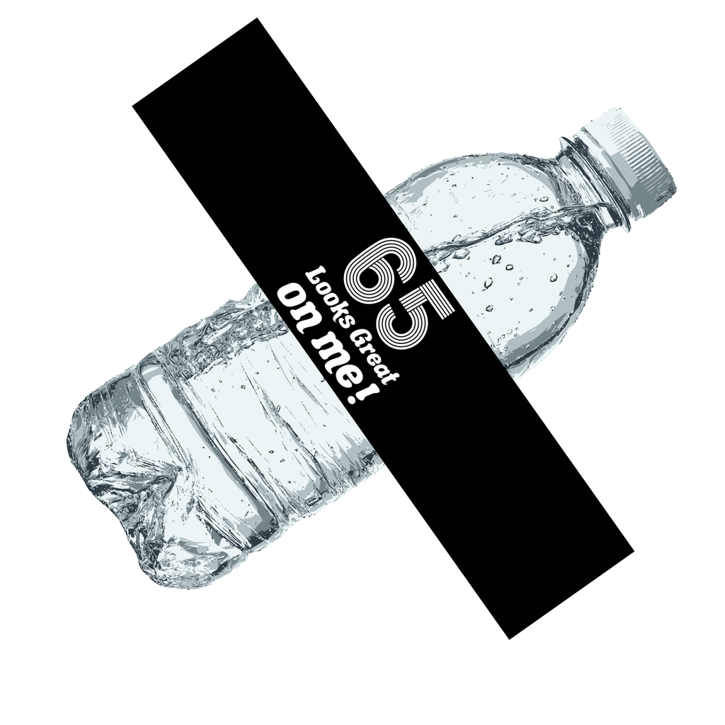 65 Looks Good On Me Birthday Water Bottle Labels | Set Of 12| Milestone Party Decor |Stylish Celebration Drink Wraps