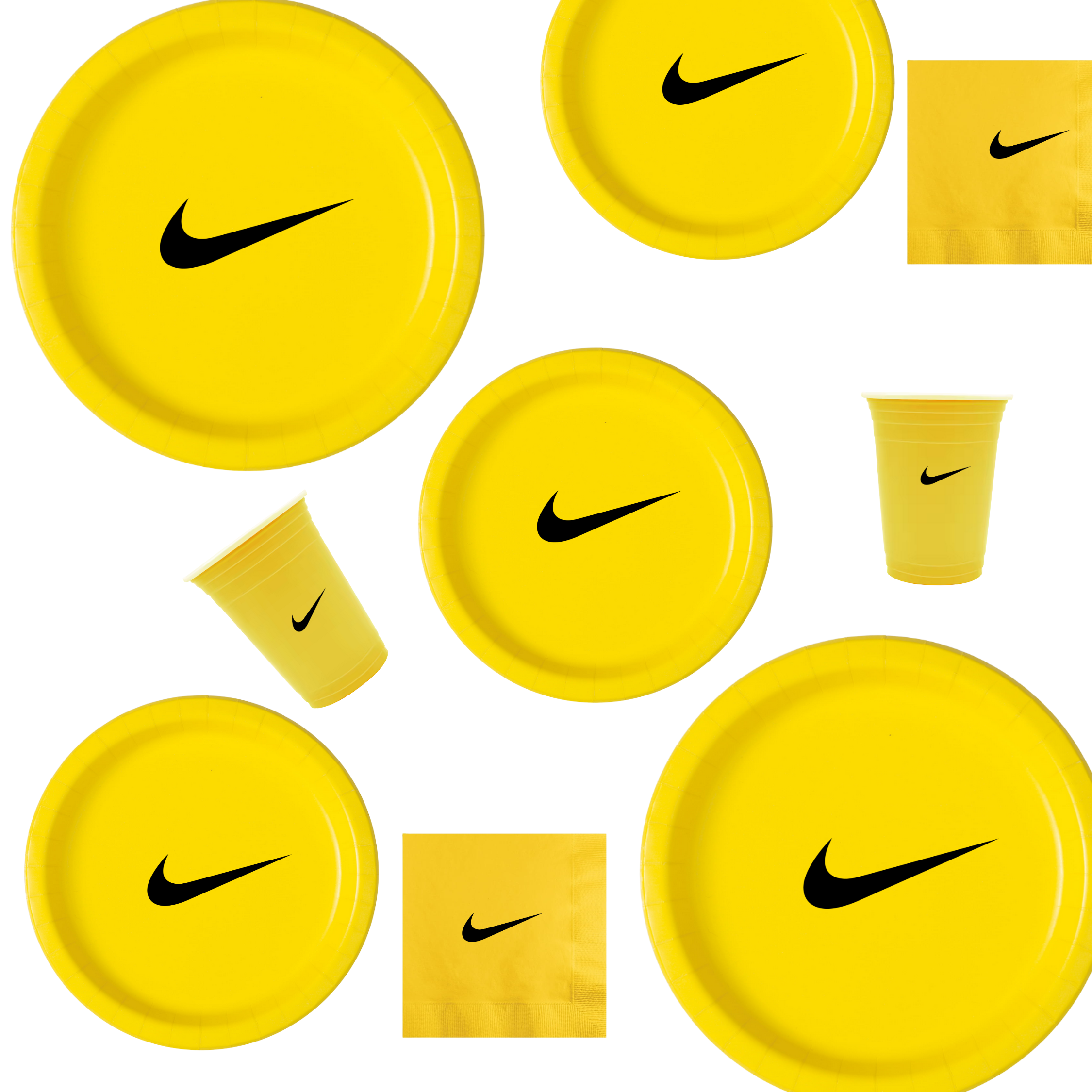 Custom Retro Basketball Party Tableware Set | Yellow with Black Design | 45 PCS Disposable Party Supplies | 15 Dinner Plates 15 Dessert Plates 15 Napkins
