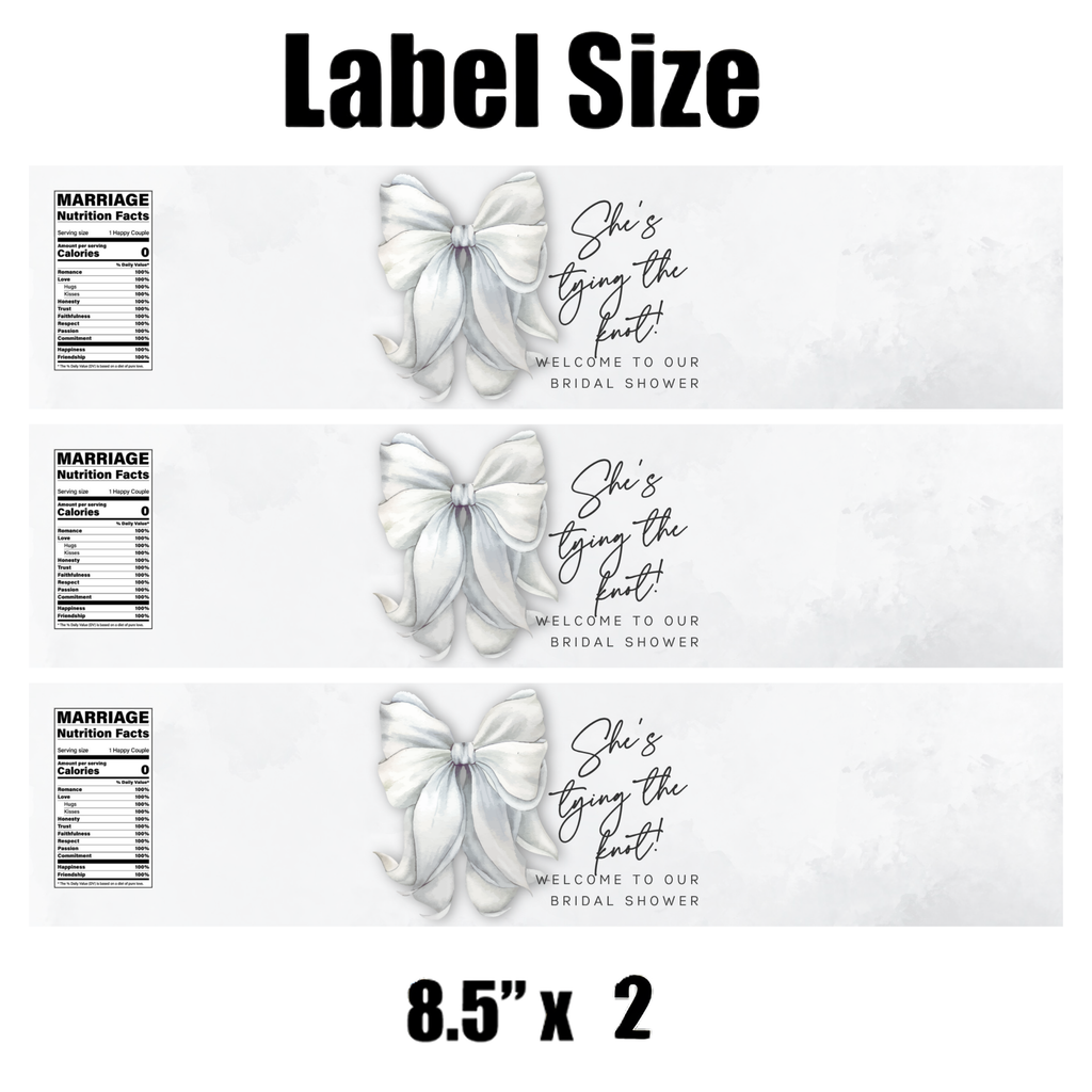 She’s Tying the Knot Water Bottle Labels| 12pcs| Bridal Shower Favors| Welcome to our Bridal Shower| Glossy
