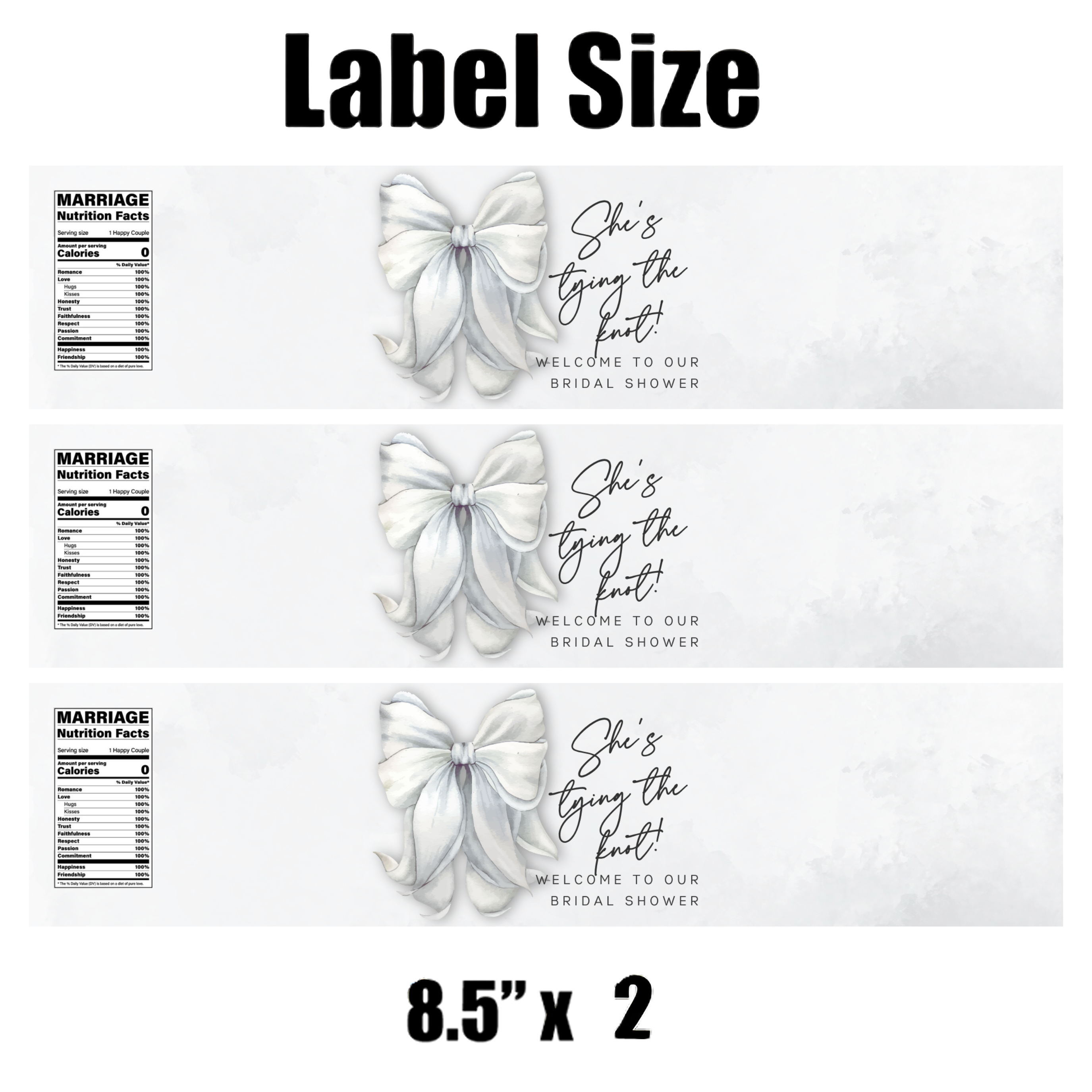 She’s Tying the Knot Water Bottle Labels| 12pcs| Bridal Shower Favors| Welcome to our Bridal Shower| Glossy