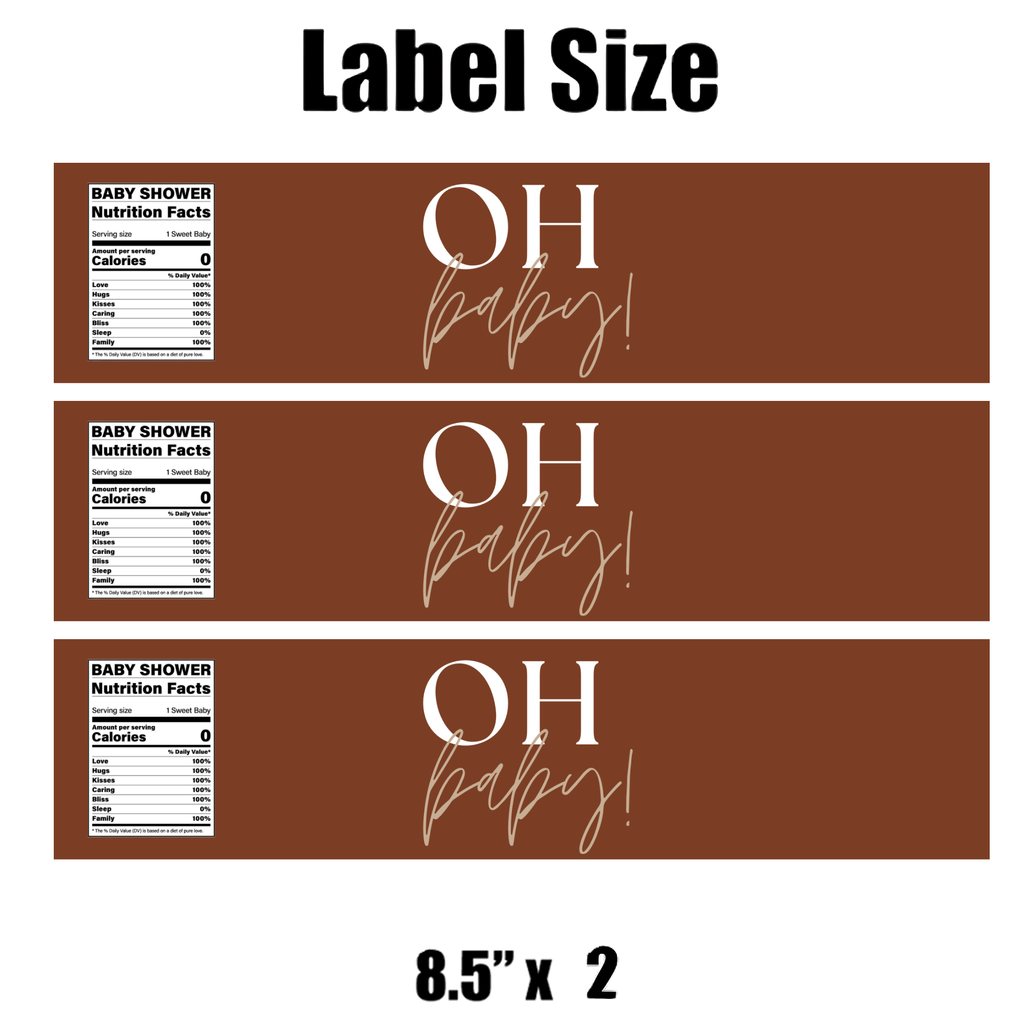 Oh Baby Baby Shower | Water Bottle Labels | Drink Station Labels | Set of 12 | Gender Neutral Theme | Baby Shower Drink Wraps