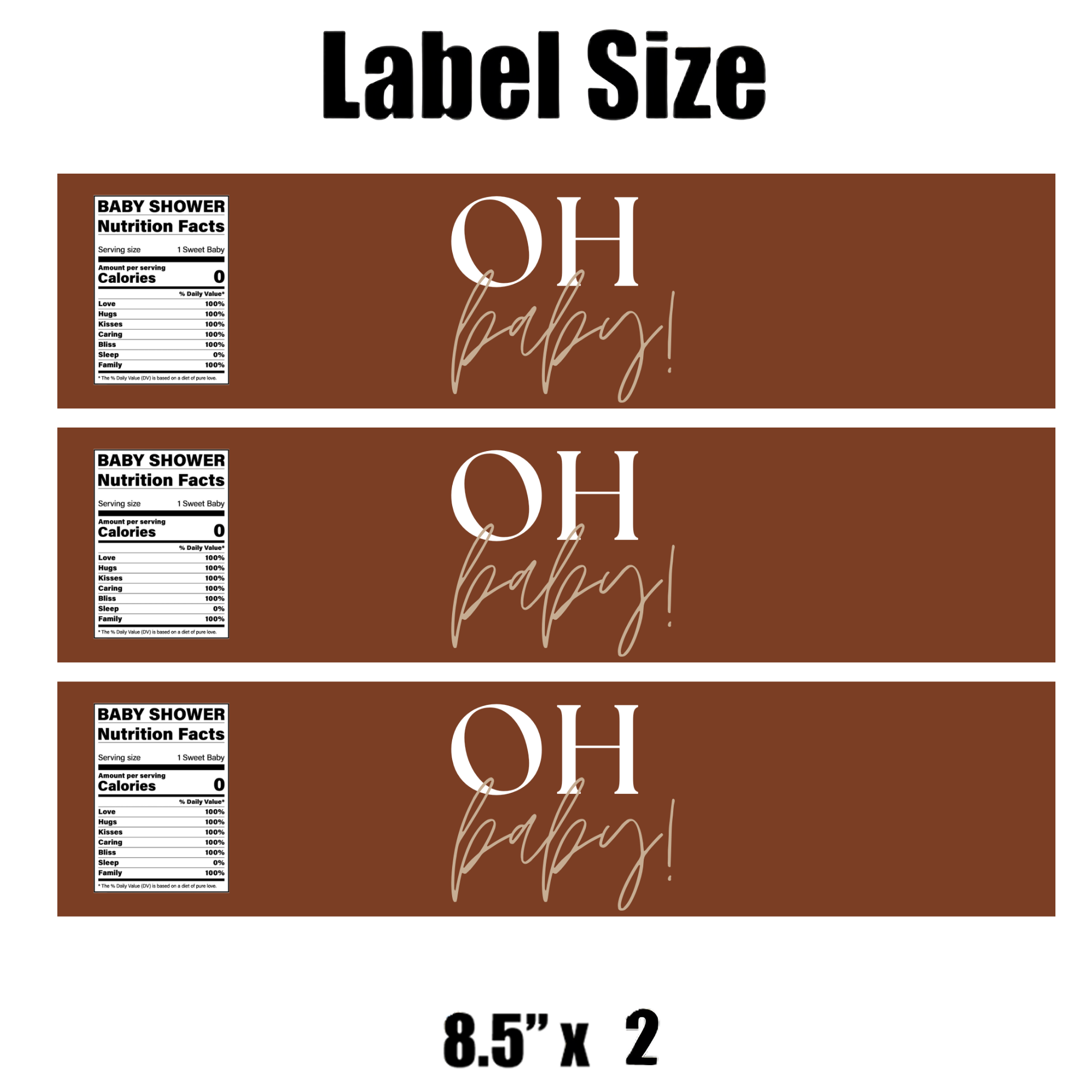 Oh Baby Baby Shower | Water Bottle Labels | Drink Station Labels | Set of 12 | Gender Neutral Theme | Baby Shower Drink Wraps