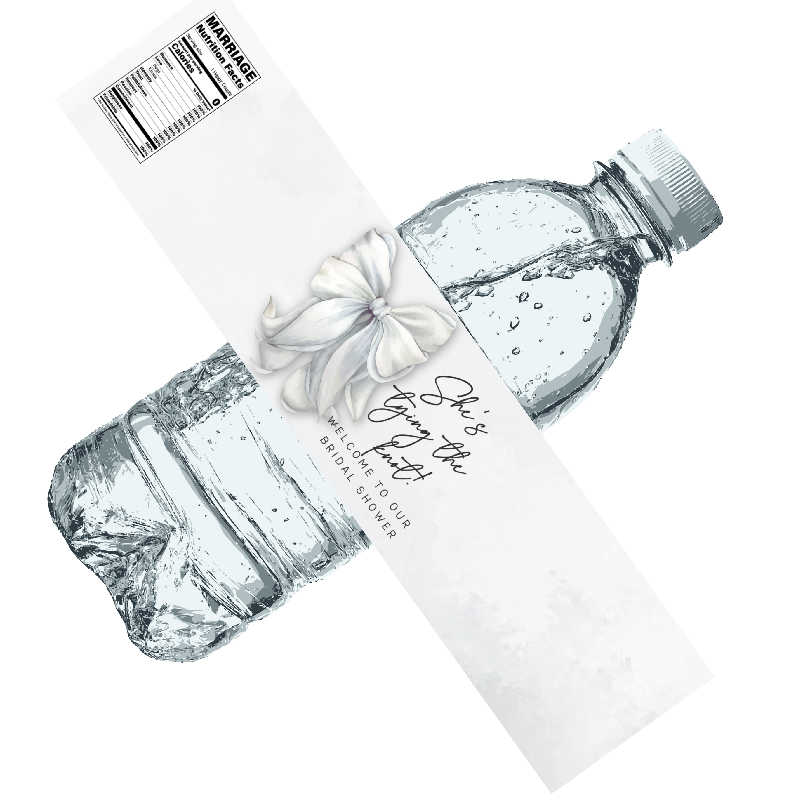 She’s Tying the Knot Water Bottle Labels| 12pcs| Bridal Shower Favors| Welcome to our Bridal Shower| Glossy