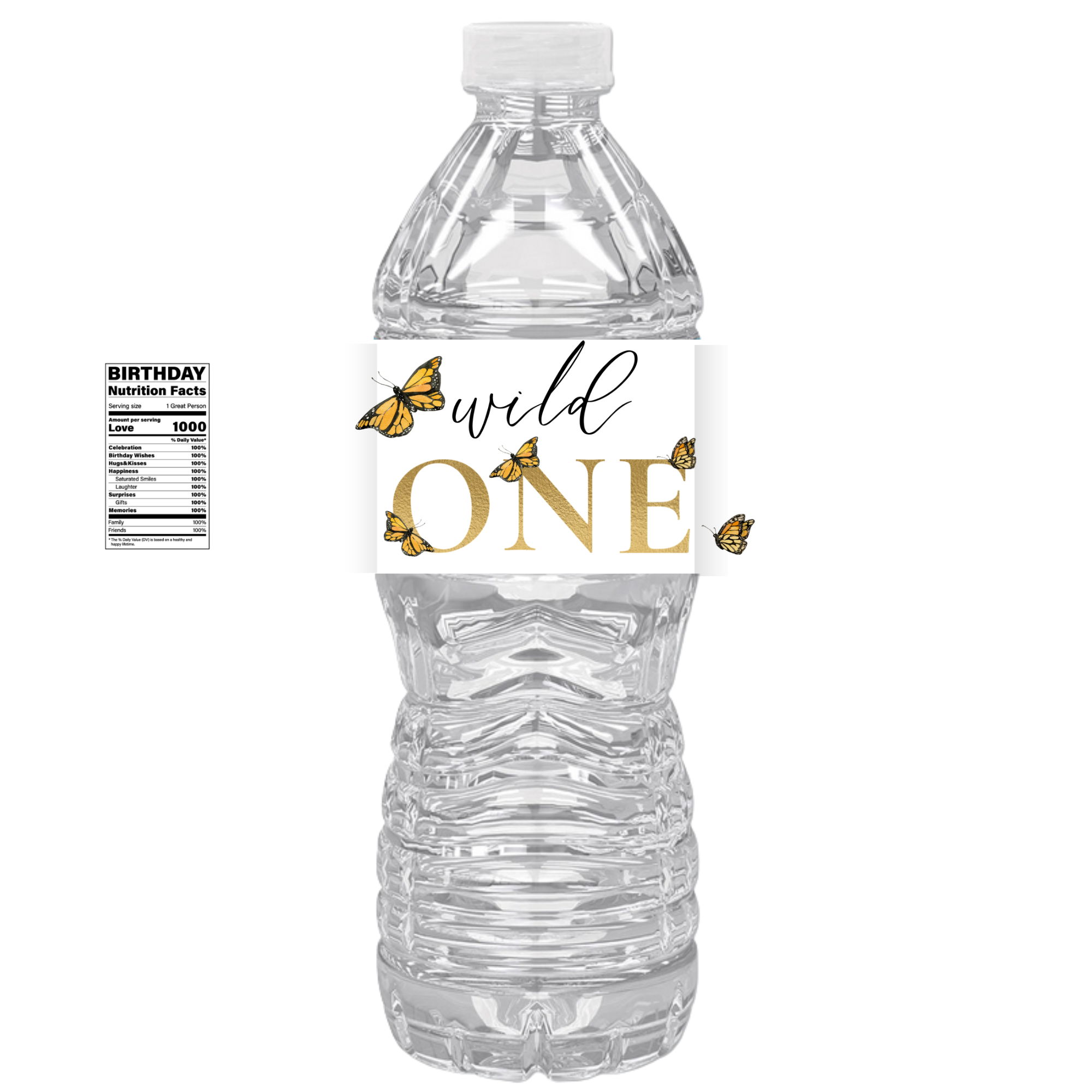 Wild One | 1st Birthday Water Bottle Labels | First Birthday Party Favors | Butterfly Theme |Drink Station Labels