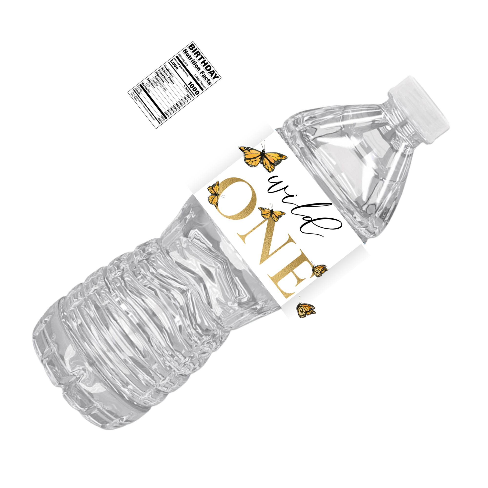 Wild One | 1st Birthday Water Bottle Labels | First Birthday Party Favors | Butterfly Theme |Drink Station Labels