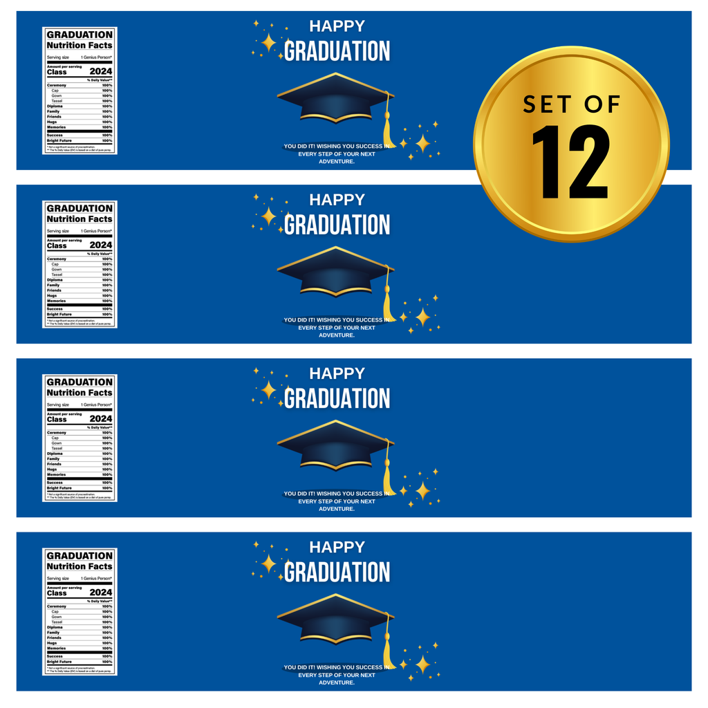 Graduation Water Bottle Labels| Set of 12|Happy Graduation| Custom Drink Labels|Bottle Wraps