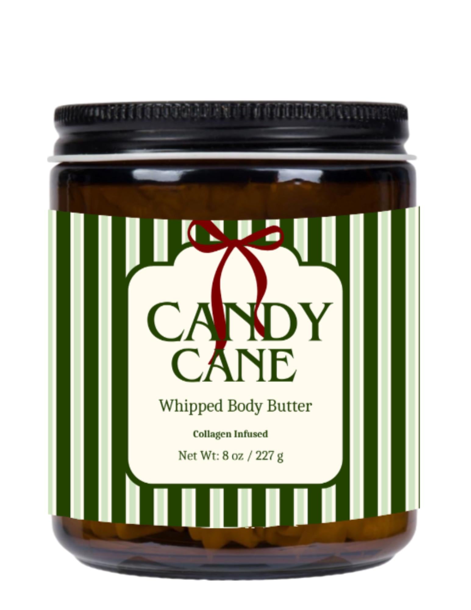 Christmas Candy Cane Whipped Body Butter | Ultra Creamy Peppermint Spearmint Blend | Nourishing | 8 oz Jar
