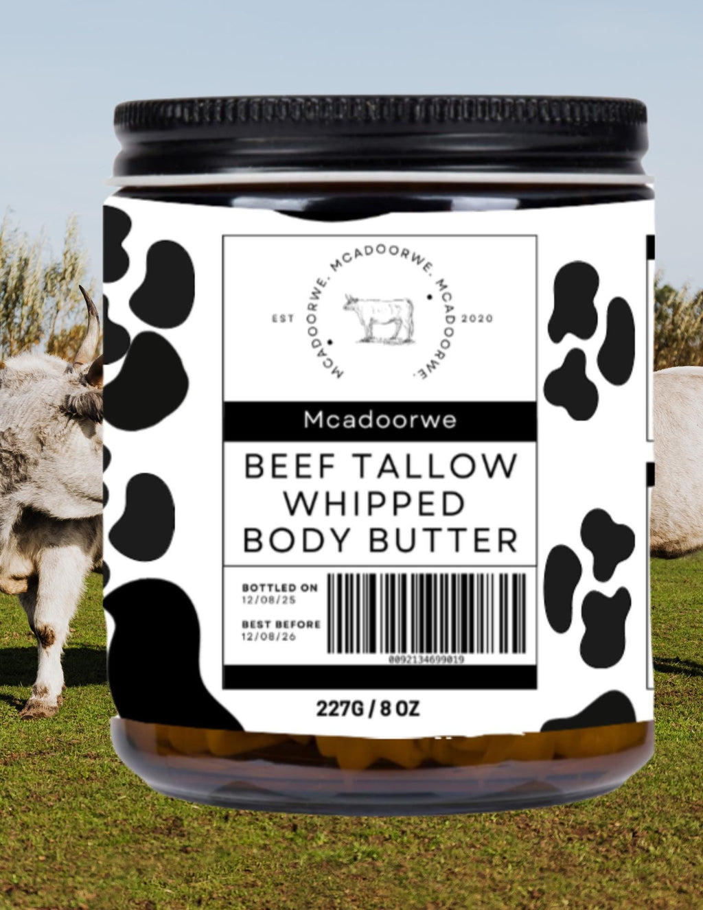 Beef Tallow Whipped Body Butter | Handmade Organic Shea and Cocoa Butter |8 oz| 100% Natural