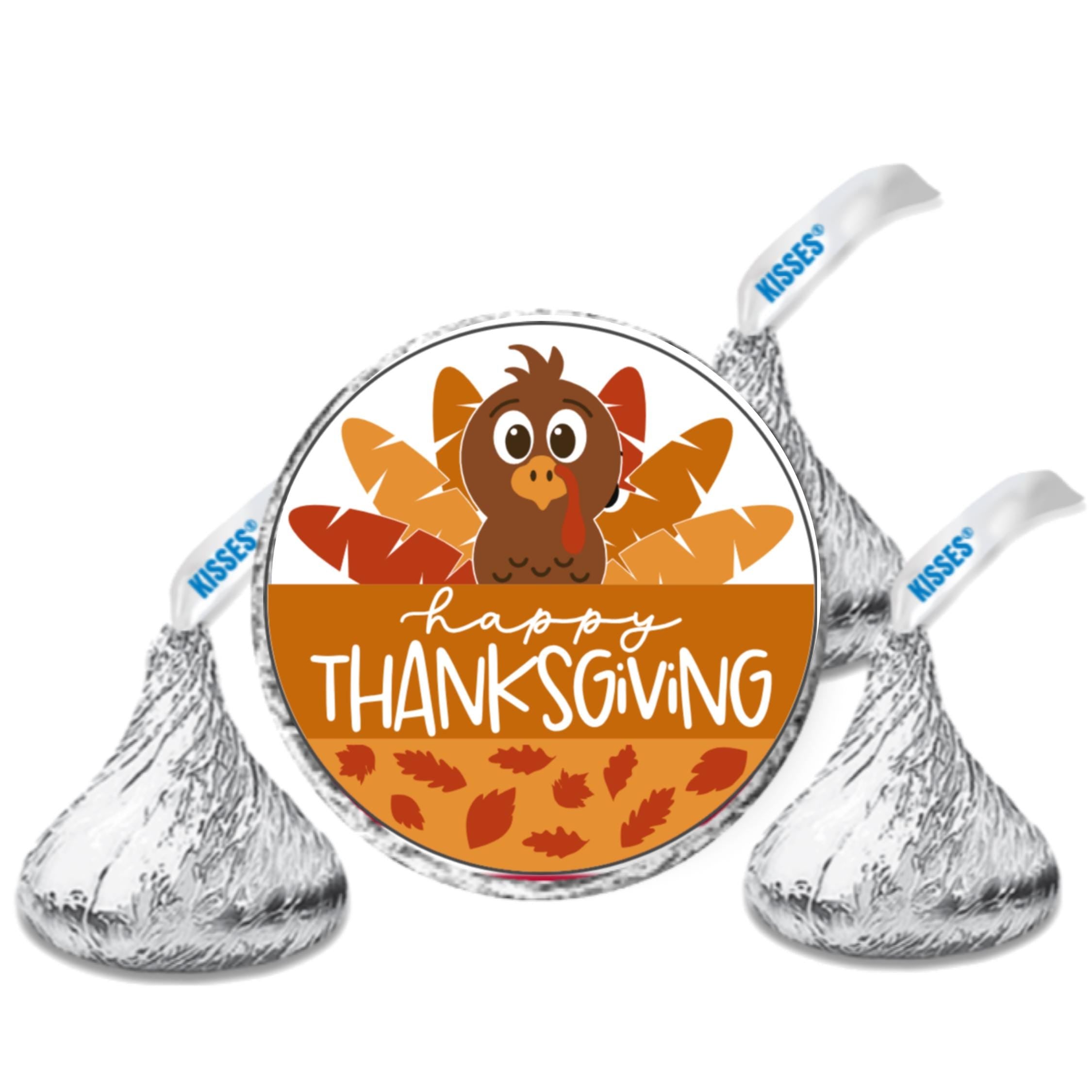 Happy Thanksgiving Candy Stickers | Turkey Candy Kiss Labels | 100 Glossy Candy Stickers |Candy Table Accents