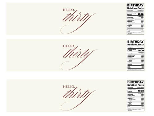 30th Birthday Water Bottle Labels |Milestone Favors| 12CT| Waterproof| Glossy