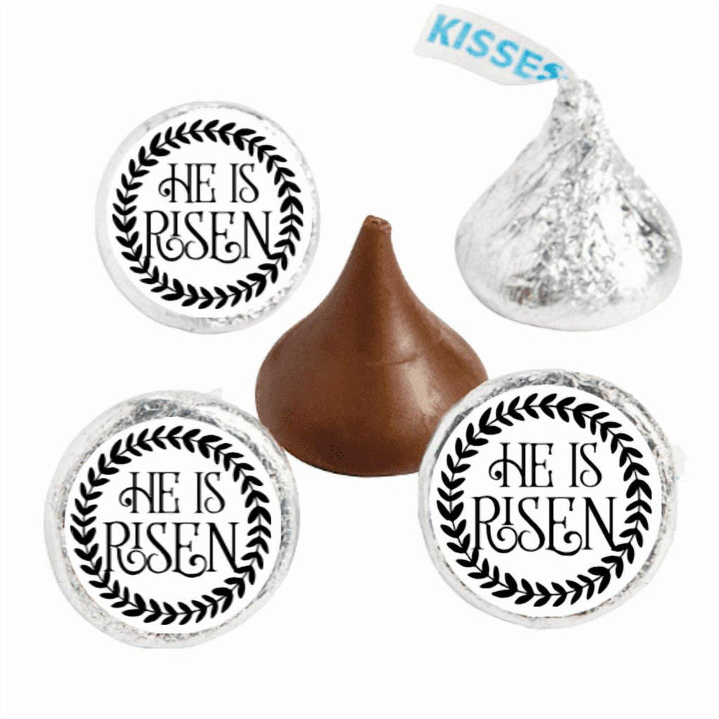 He is Risen Easter Chocolate Stickers, Religious Candy Decorations (Set of 100)