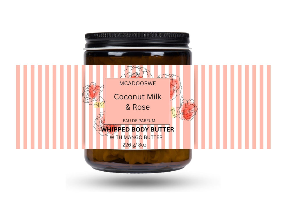 COCONUT MILK & ROSE |Organic Whipped Body Butter| Exclusive| Moisturizing| 8oz