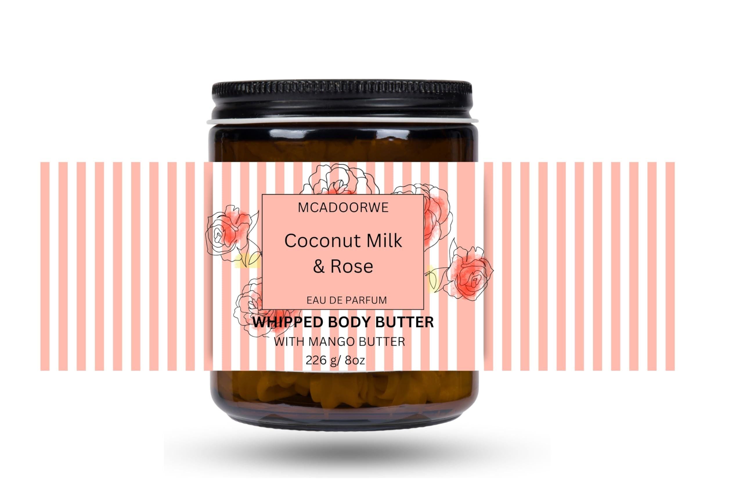 COCONUT MILK & ROSE |Organic Whipped Body Butter| Exclusive| Moisturizing| 8oz