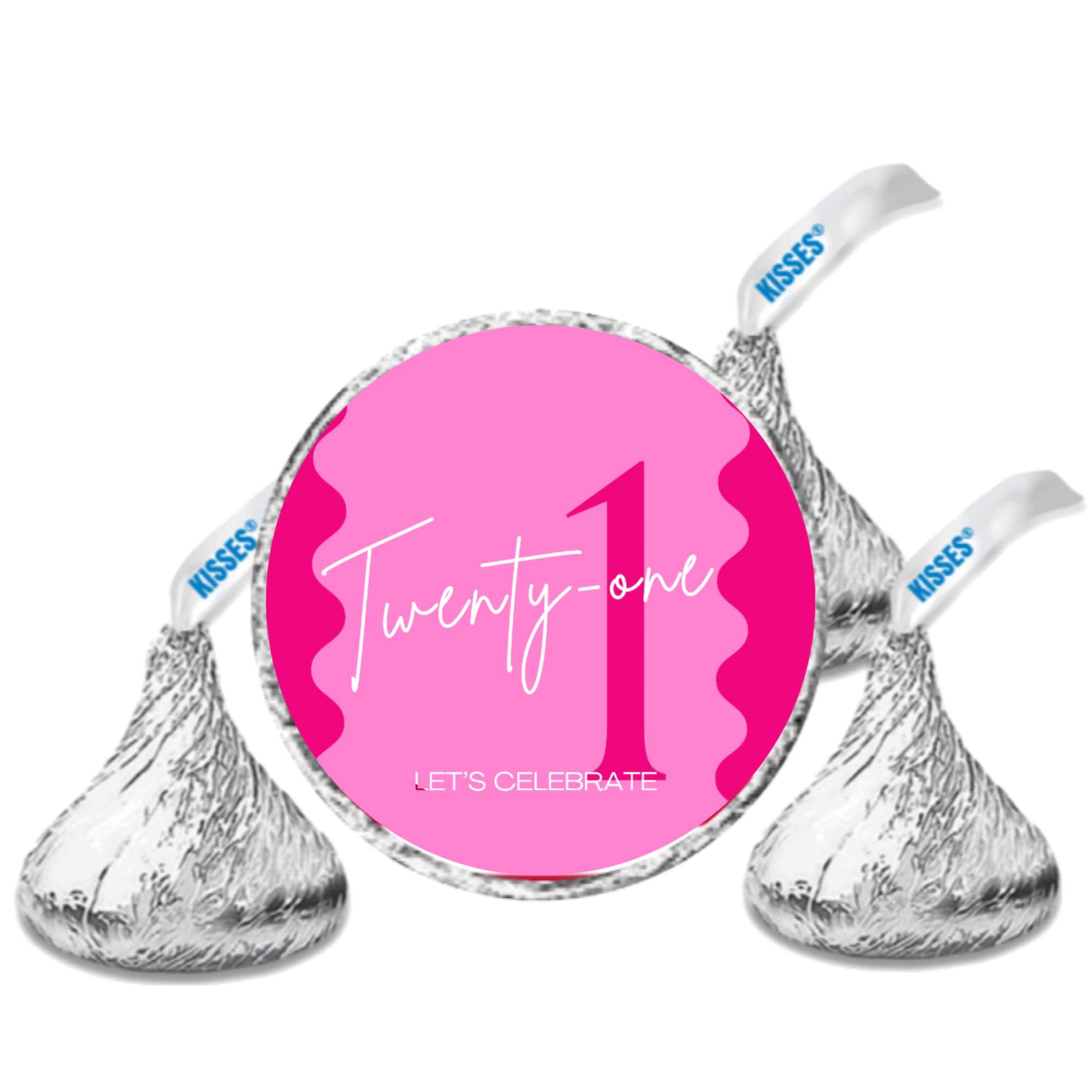 21st Birthday Candy Stickers | Twenty One Labels | 100 Glossy Chocolate Kiss Stickers | Peel & Stick Party Decorations