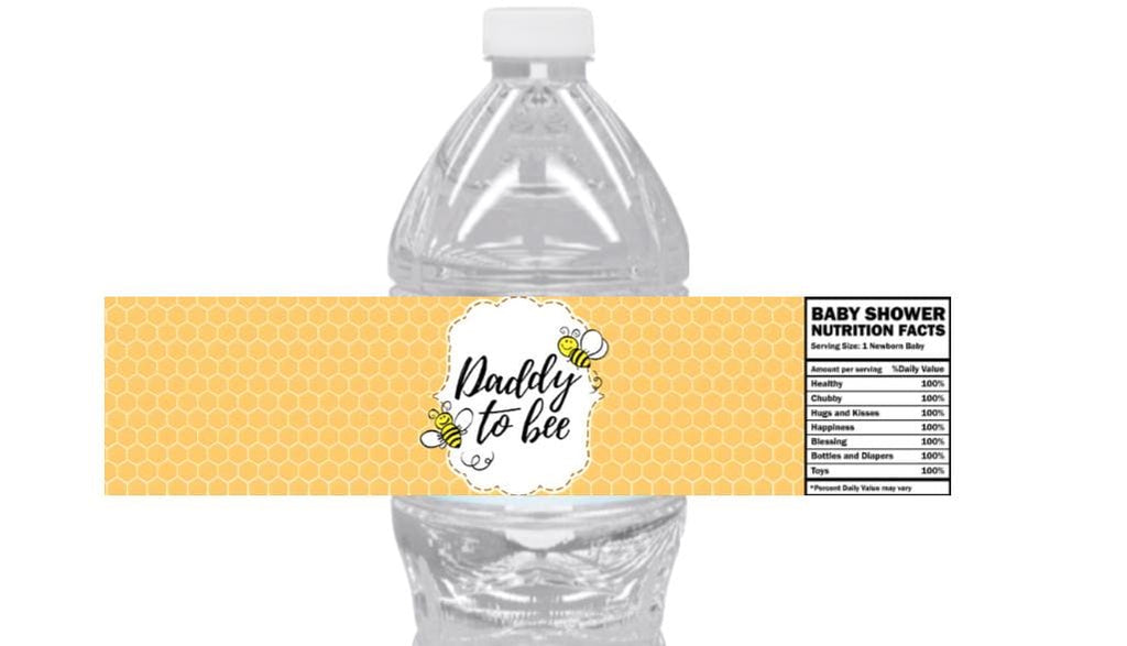 Daddy To BEE Baby Shower Water Bottle Labels | Bumble Bee Theme | 12pcs| Glossy