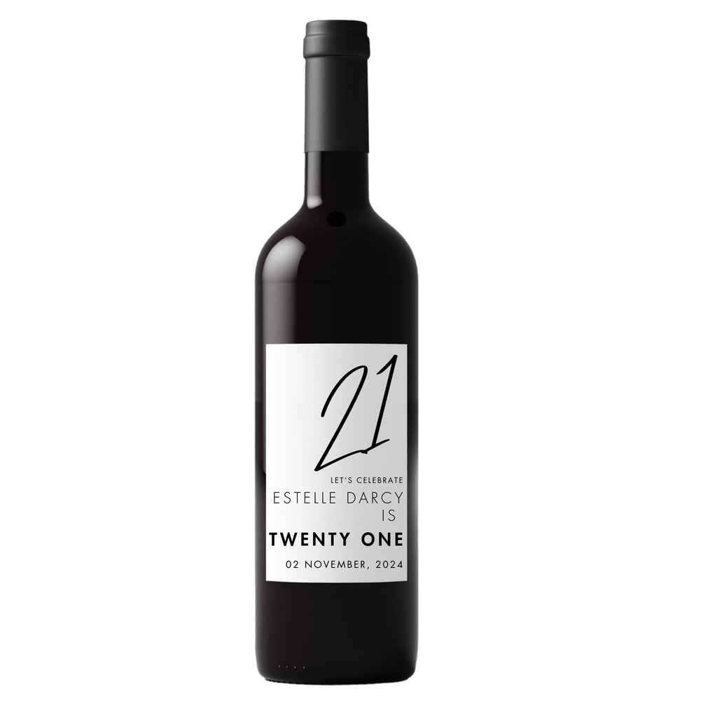 Custom 21st Birthday Wine Bottle Labels | Milestone Party Decor | Easy Apply| 4ct