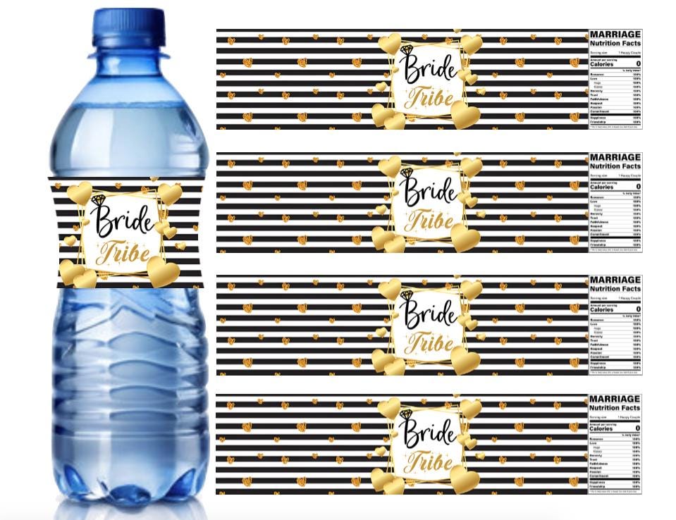 Bride Bottle Wrappers | Water Bottle Labels | 12ct | Bridal Shower & Bachelorette Favors