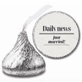 Wedding Favor Chocolate Candy Stickers, Just Married Daily News Design, 0.75 Inch Round Labels