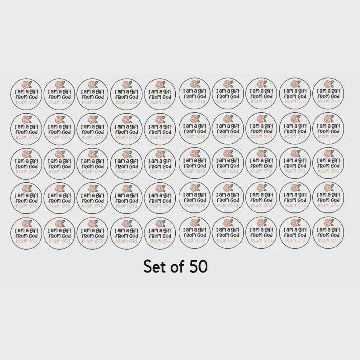 Religious Scripture Stickers, Psalm 127:3 Design, 1.5 inch Round, Set of 50