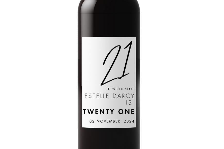 Custom 21st Birthday Wine Bottle Labels | Milestone Party Decor | Easy Apply| 4ct